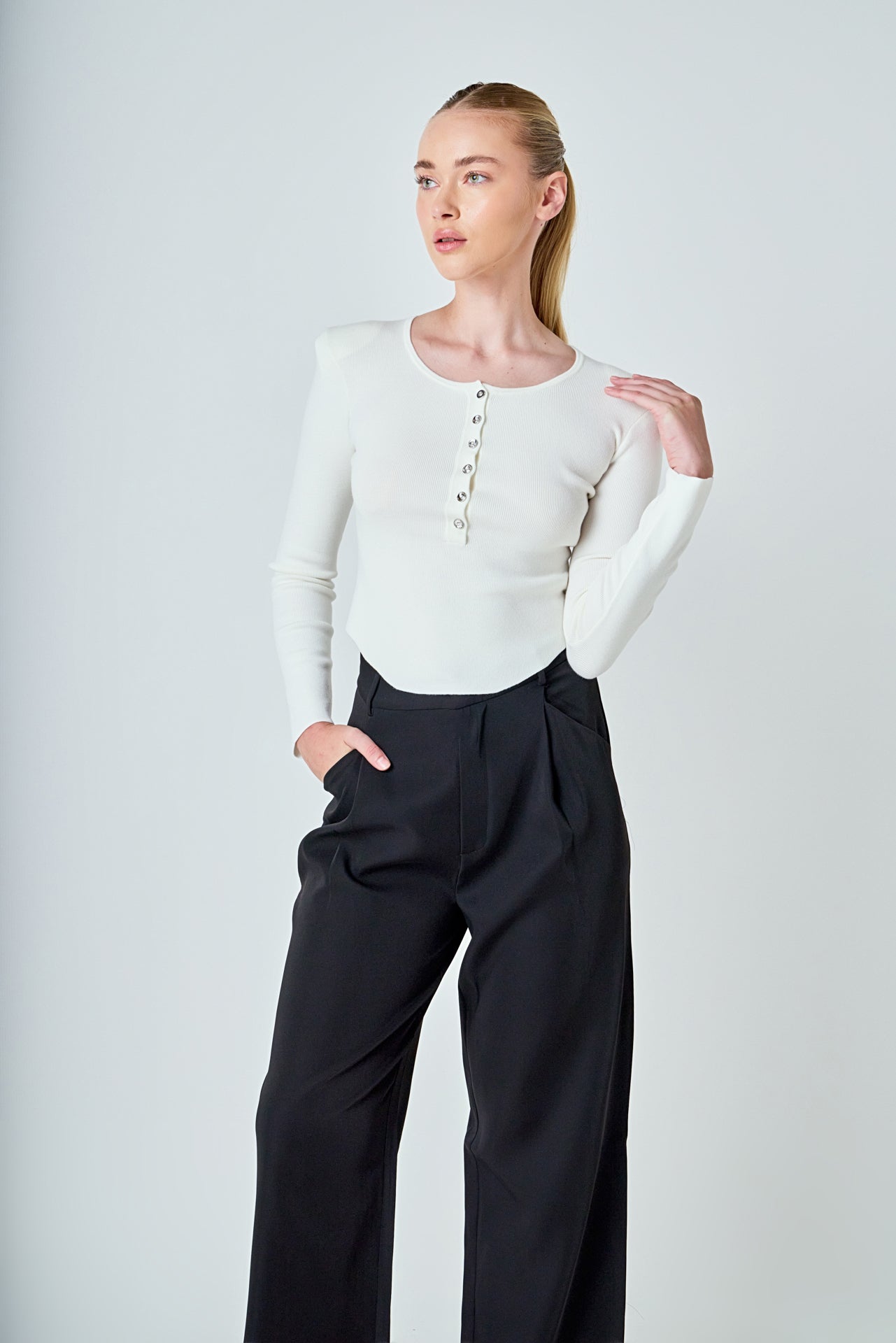 Shoulder Pad Knit Top