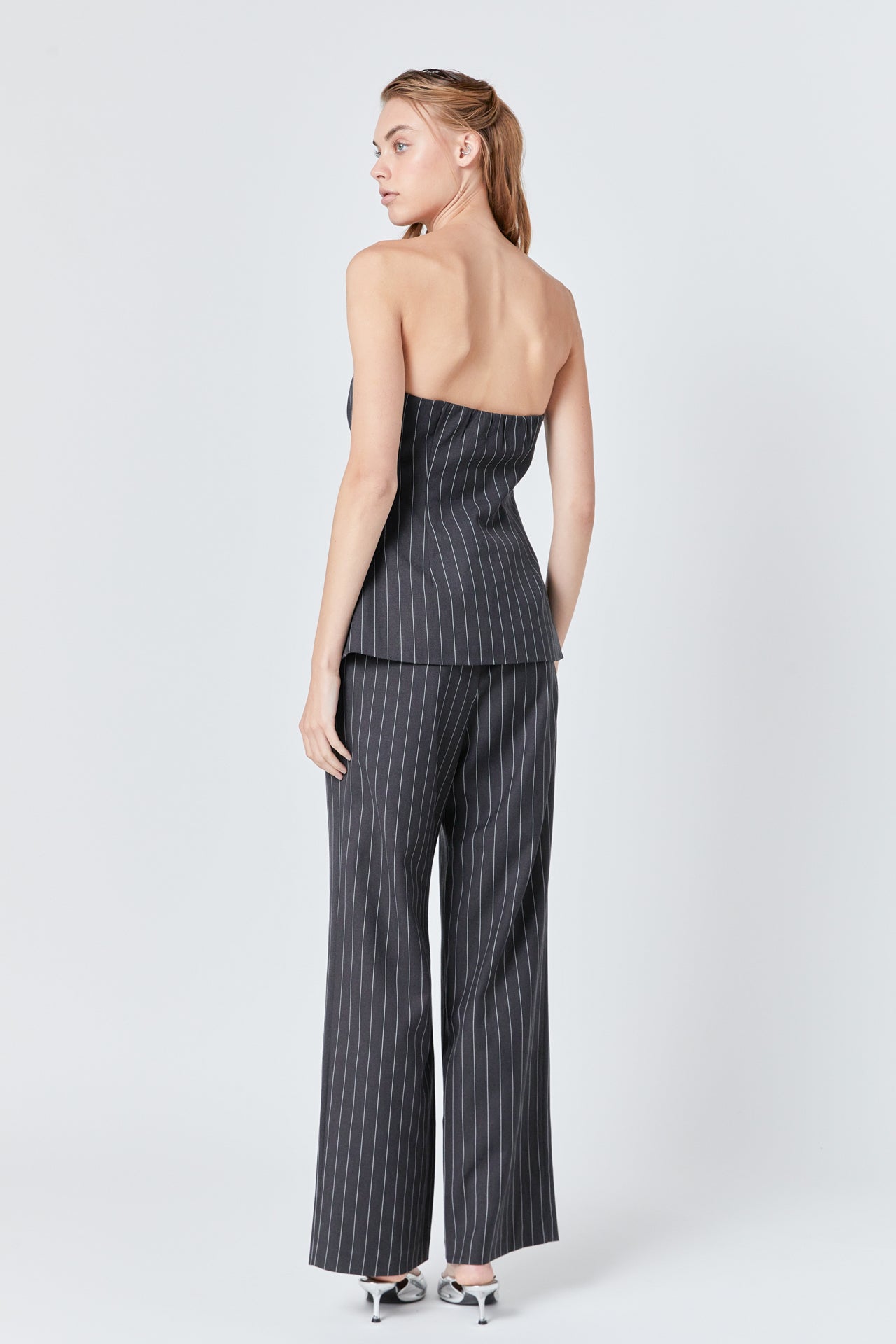 Pinstriped High Waisted Trouser
