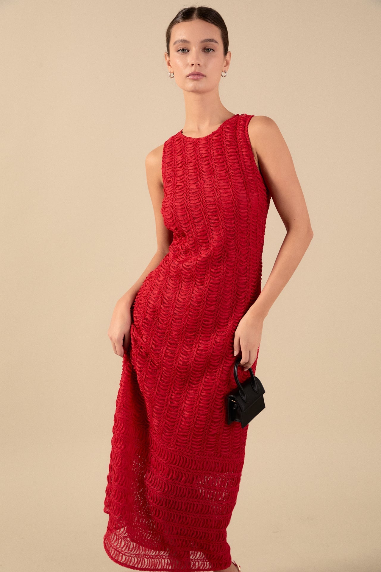 Chloe Textured Sleeveless Midi Dress