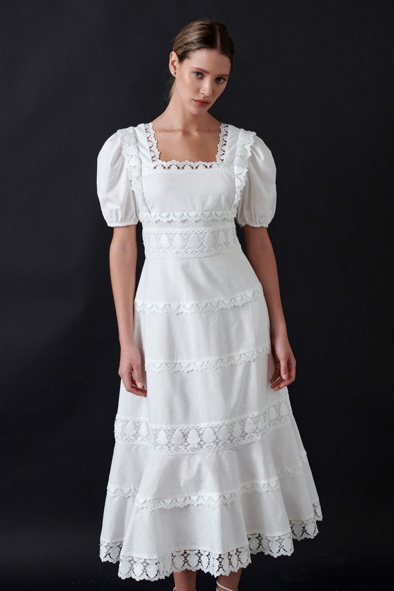 Multi Lace Linen Maxi Dress