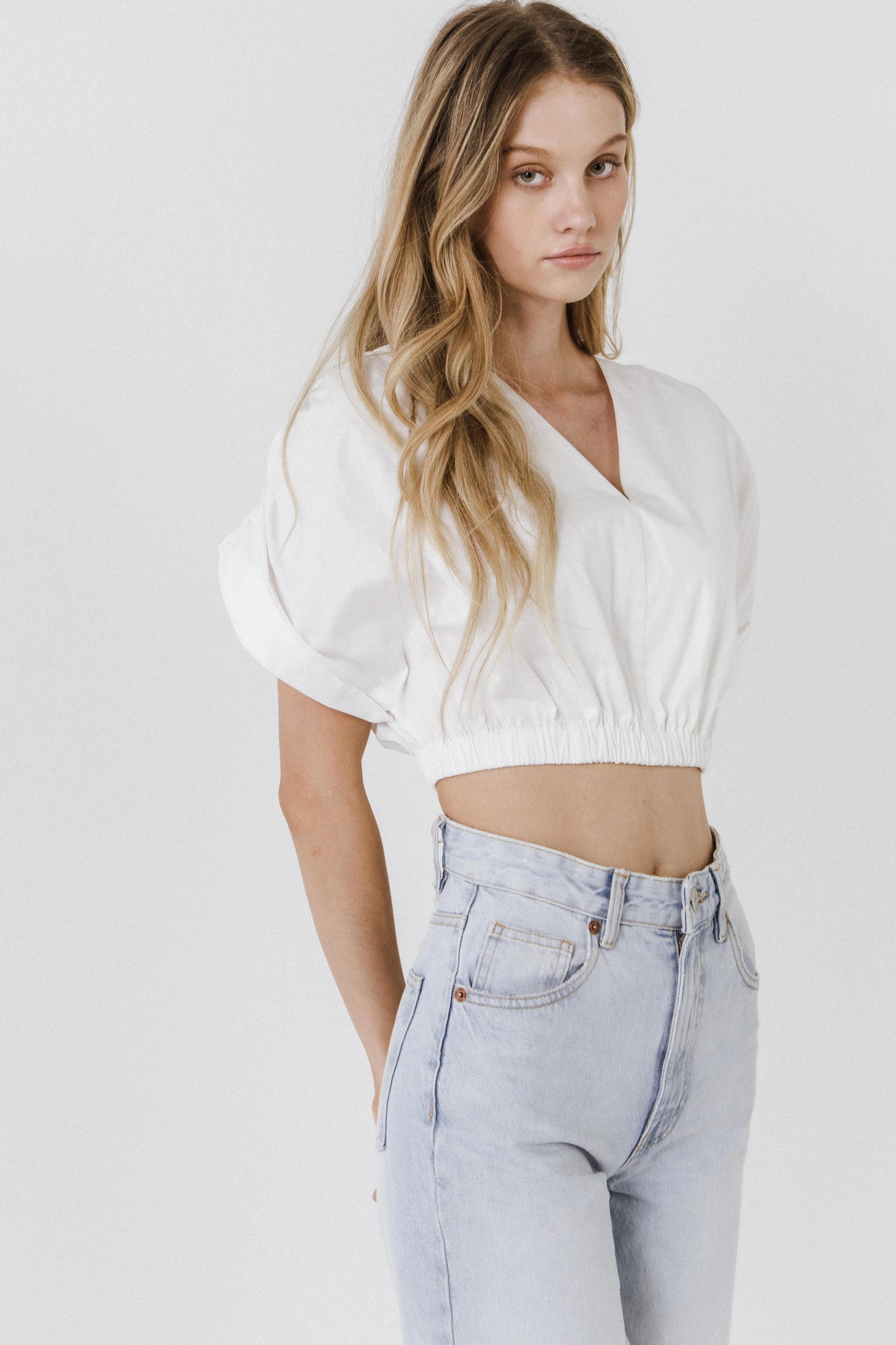 Cotton Drop Shoulder Crop Top