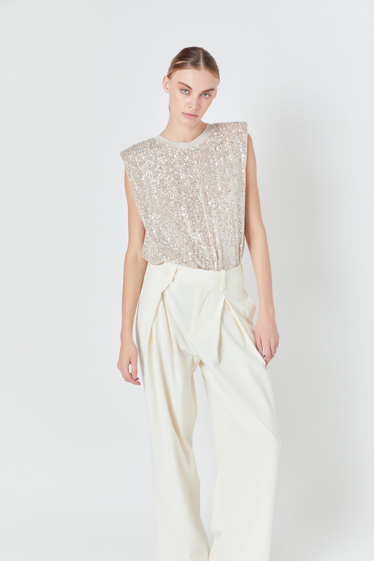 Front Pleat Wide Trousers