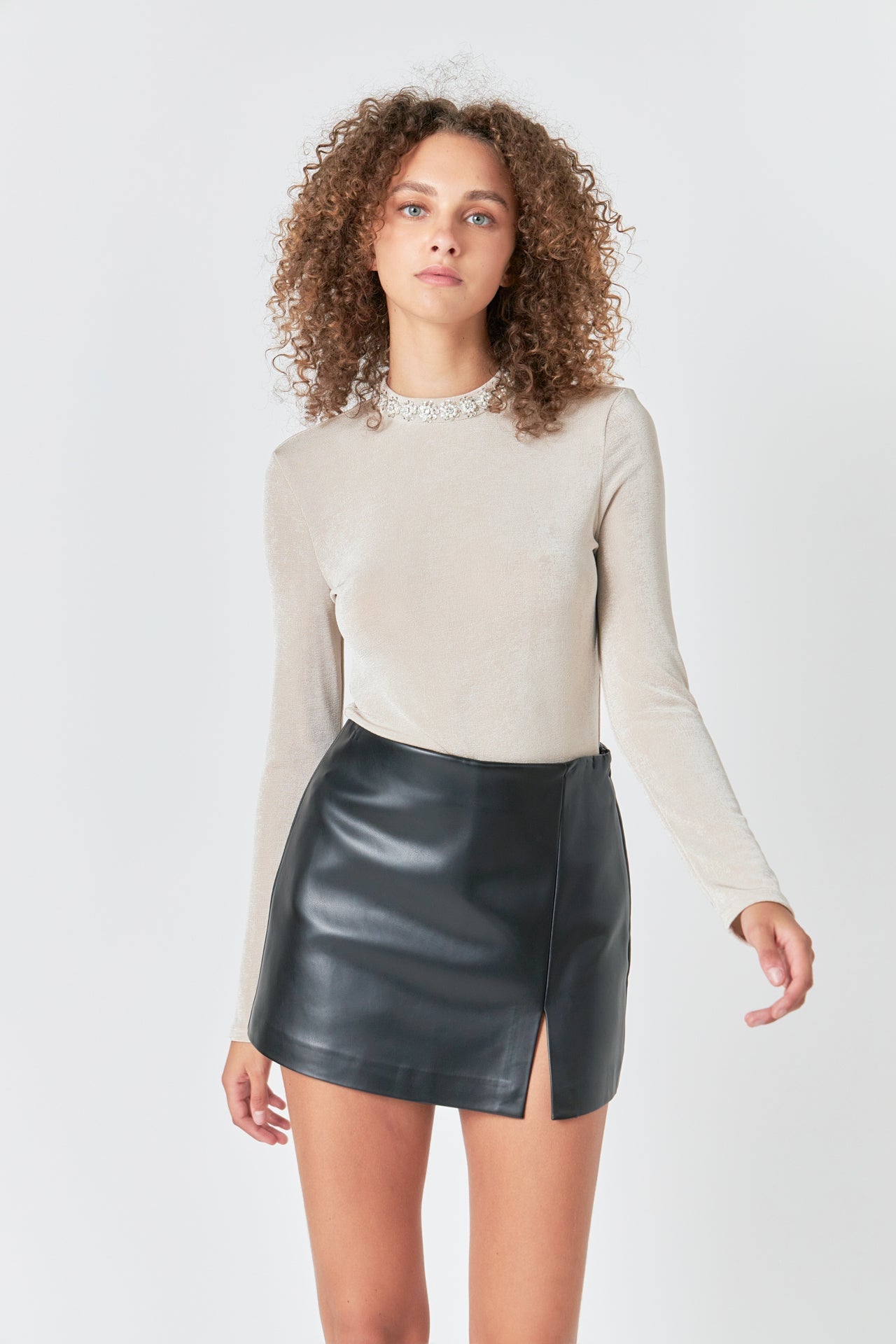 Embellished Slub Top