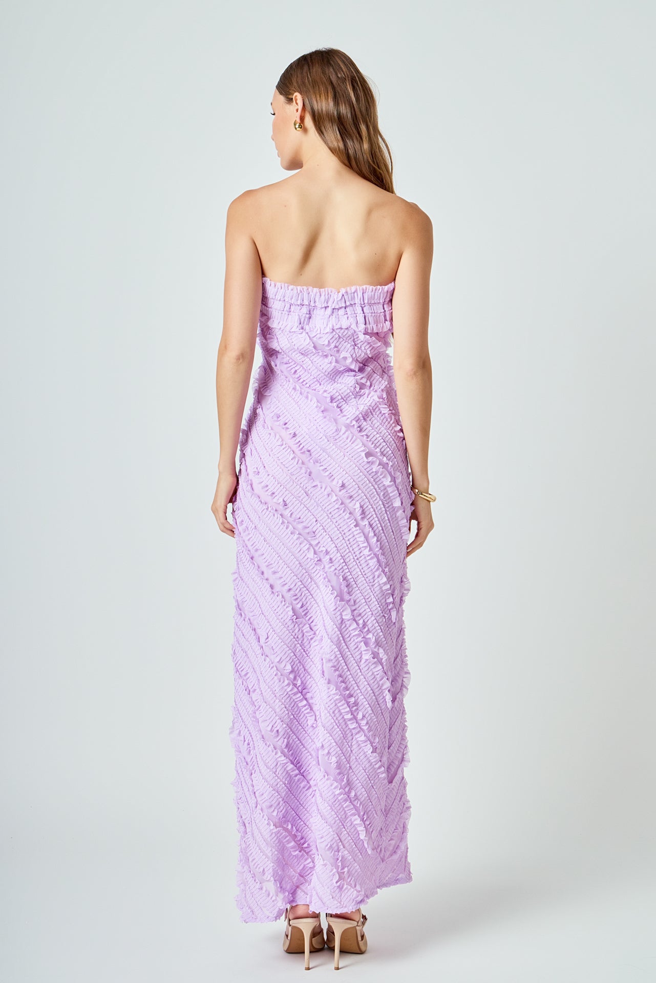 Strapless Ruffled Maxi Dress