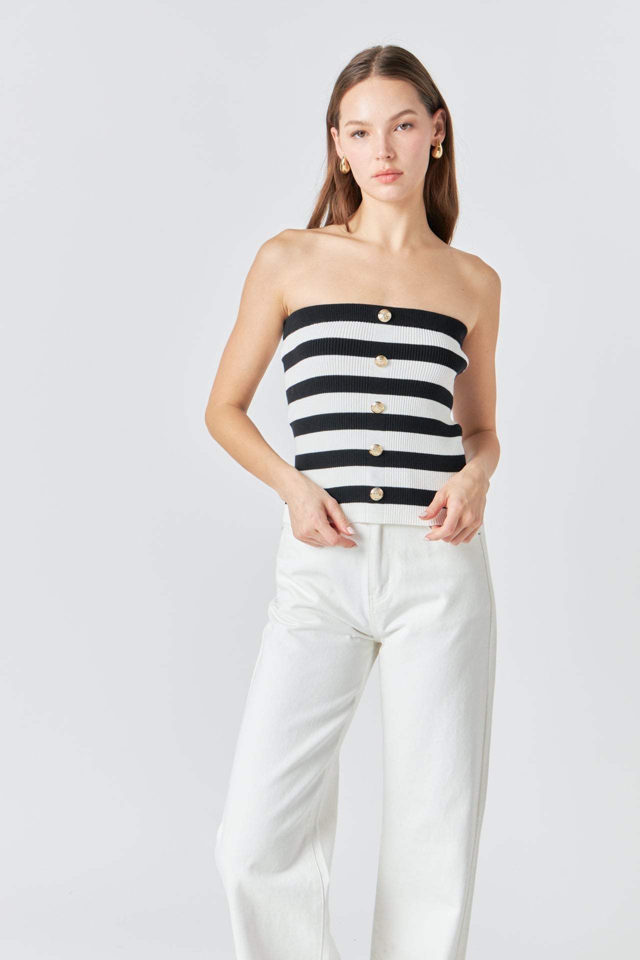 Striped Strapless Top