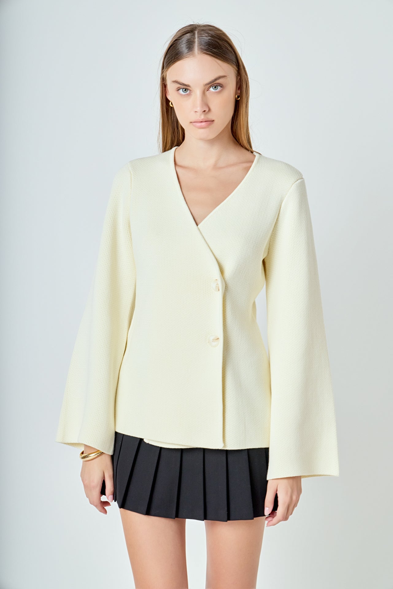 2 Button Cinched Sweater Cardigan