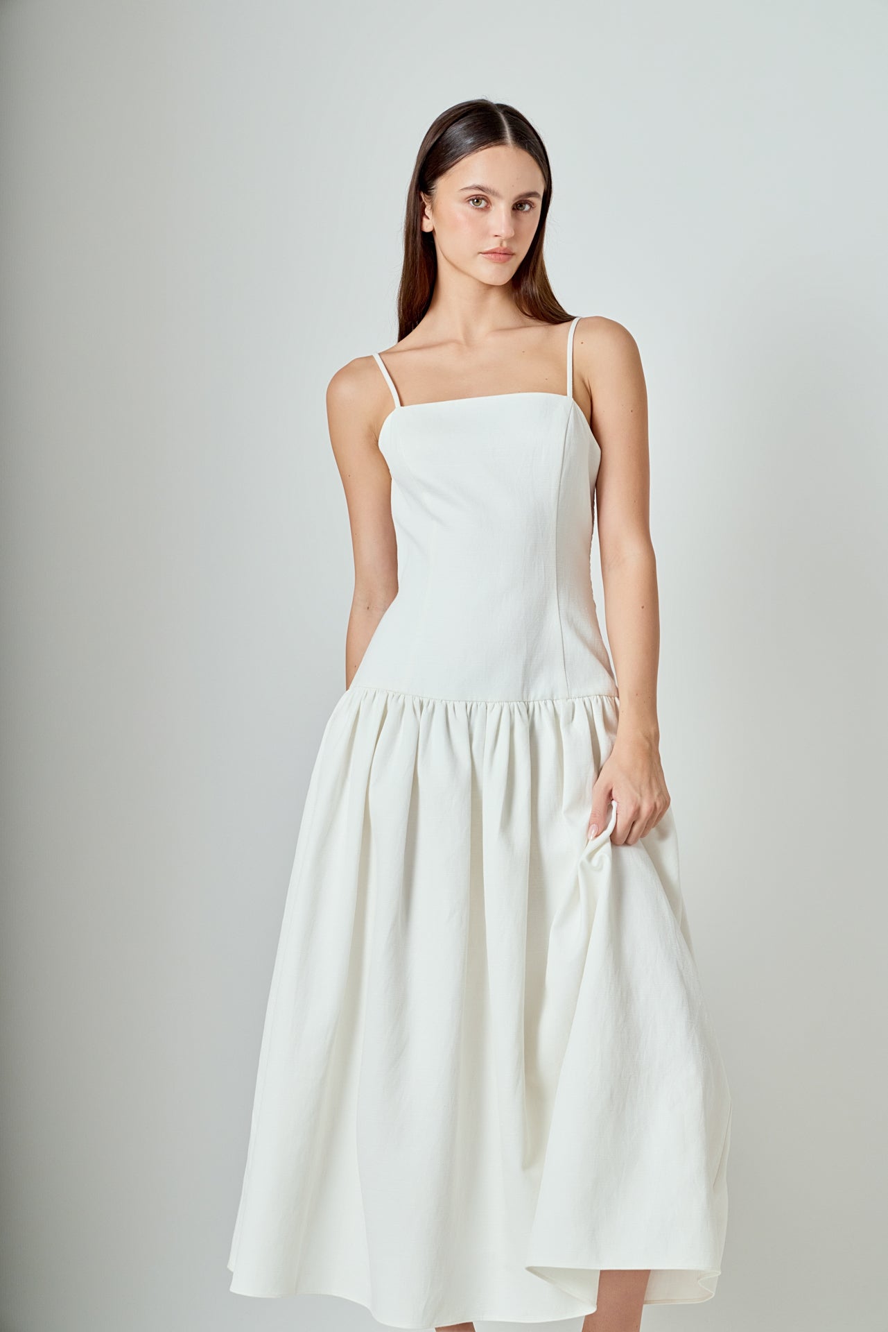 Linen Drop Waist Maxi Dress