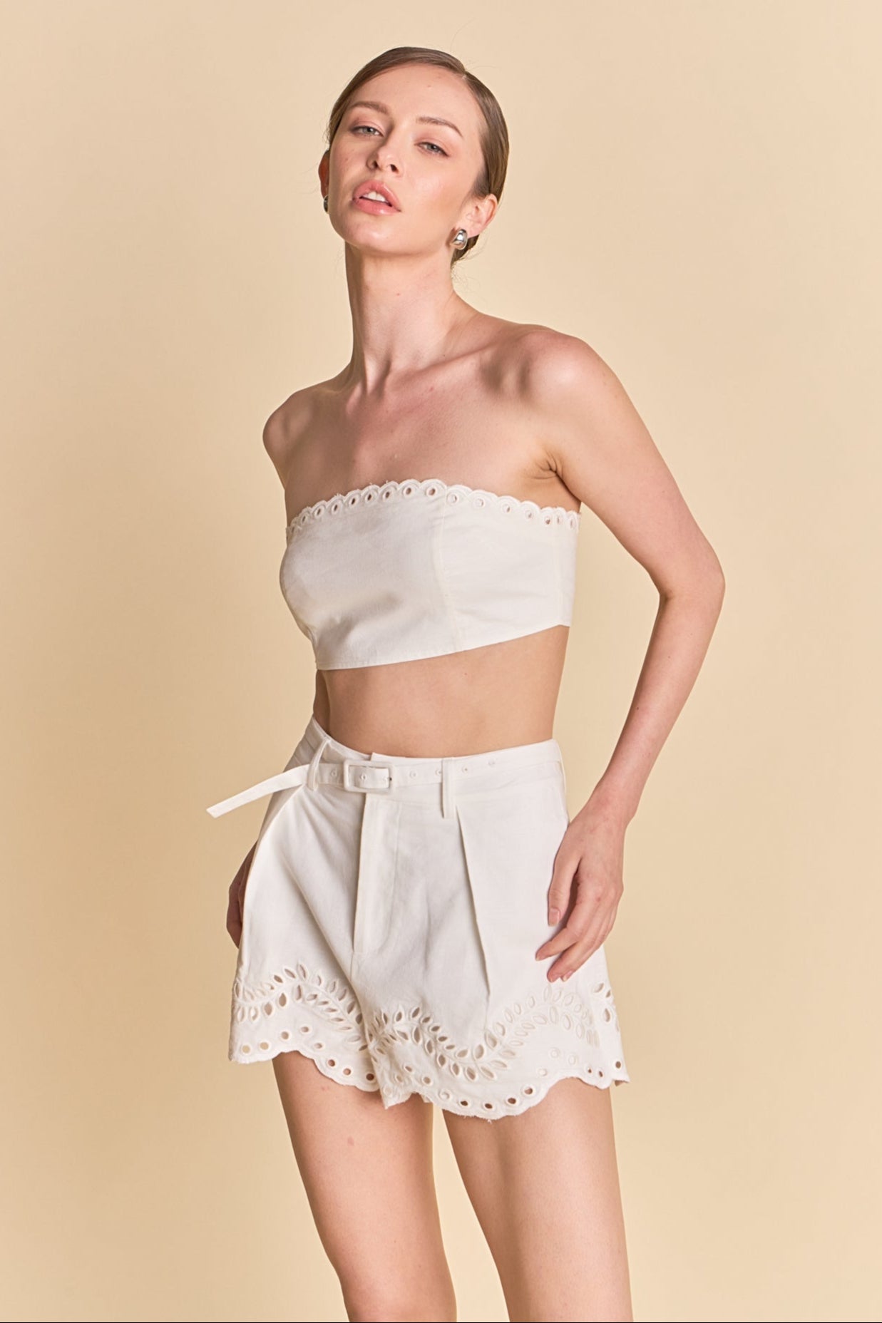 Embroidered High Waisted Relaxed shorts