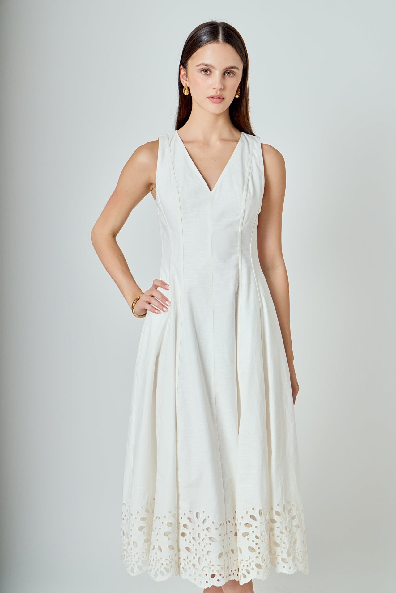 Embroidered Flounce Maxi Dress