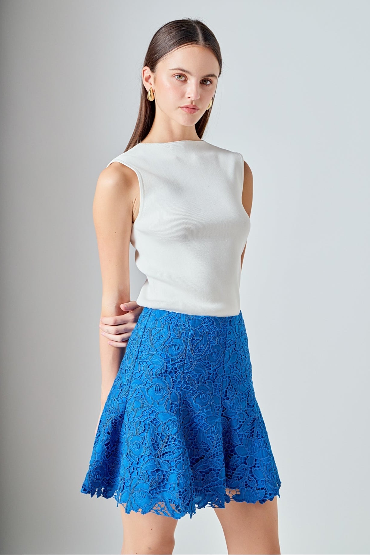 Lace Fit and Flare Mini Skirt