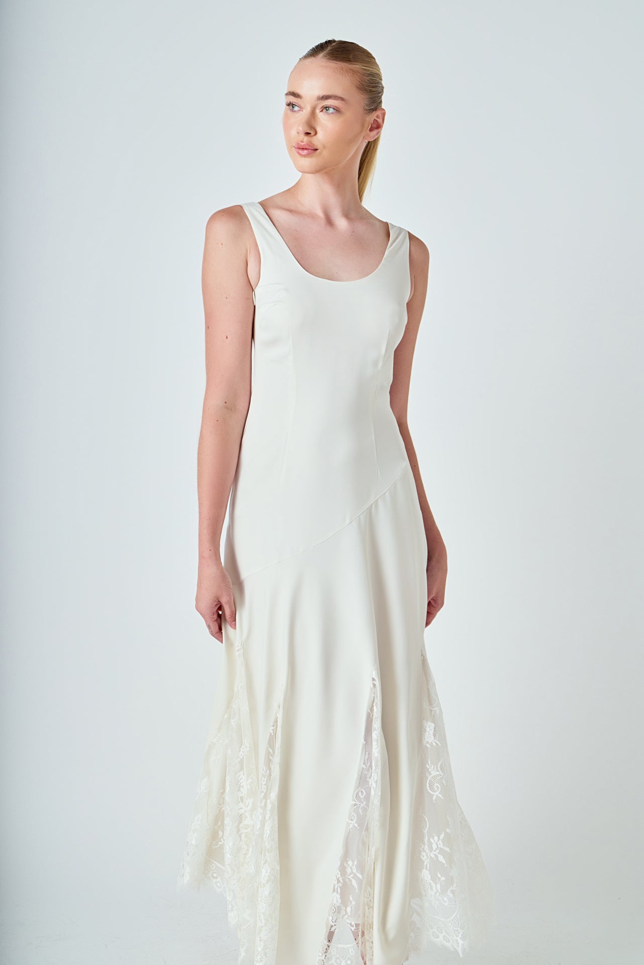 Lace Satin Maxi Dress