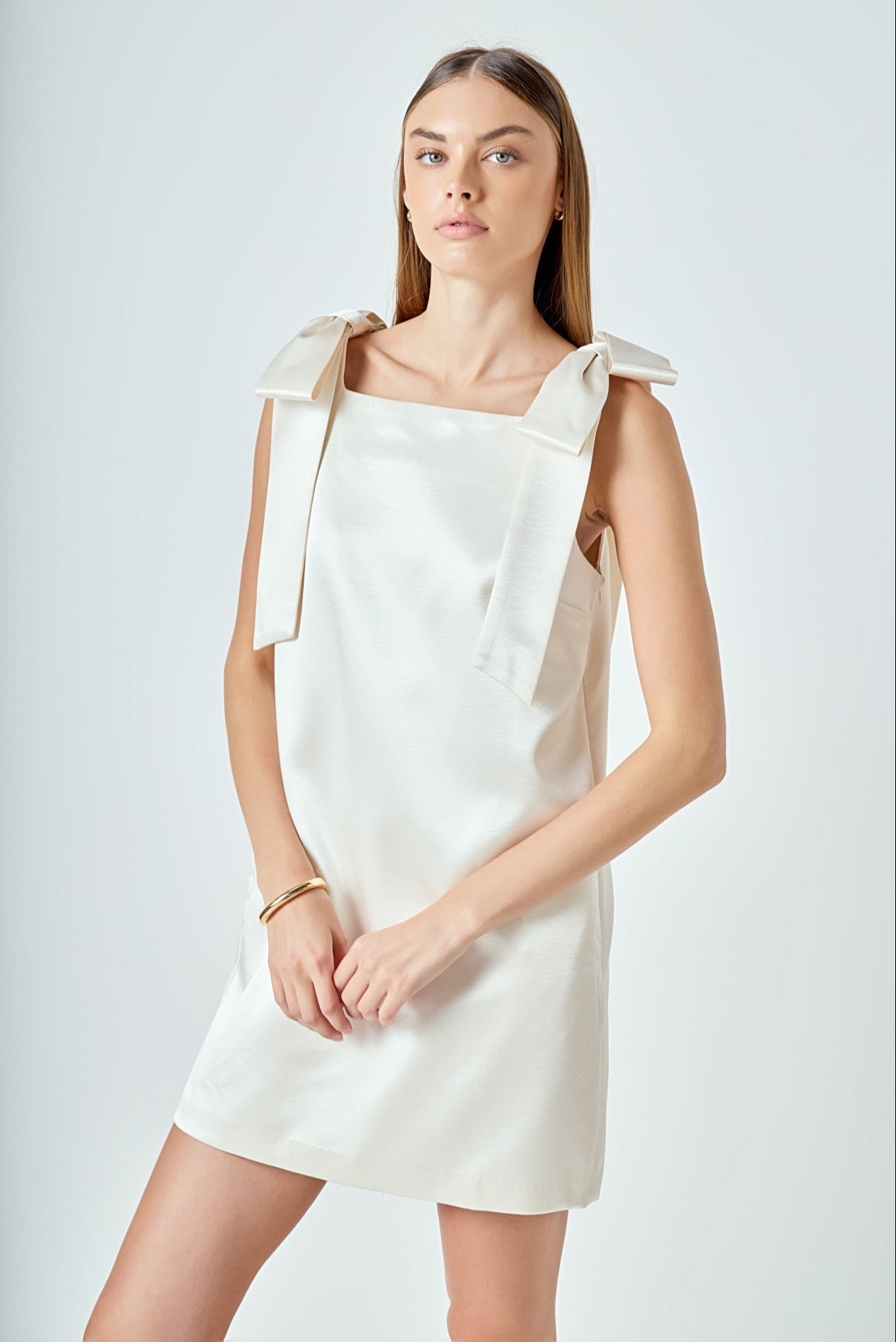 Velvet Satin Bow Mini Dress