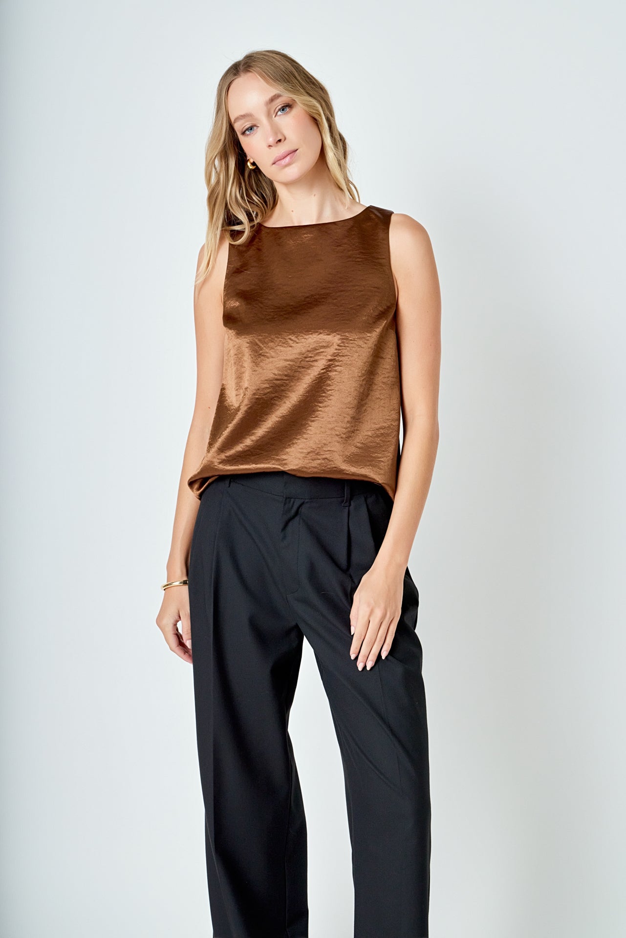 Satin Velvet Square Neck Long Top