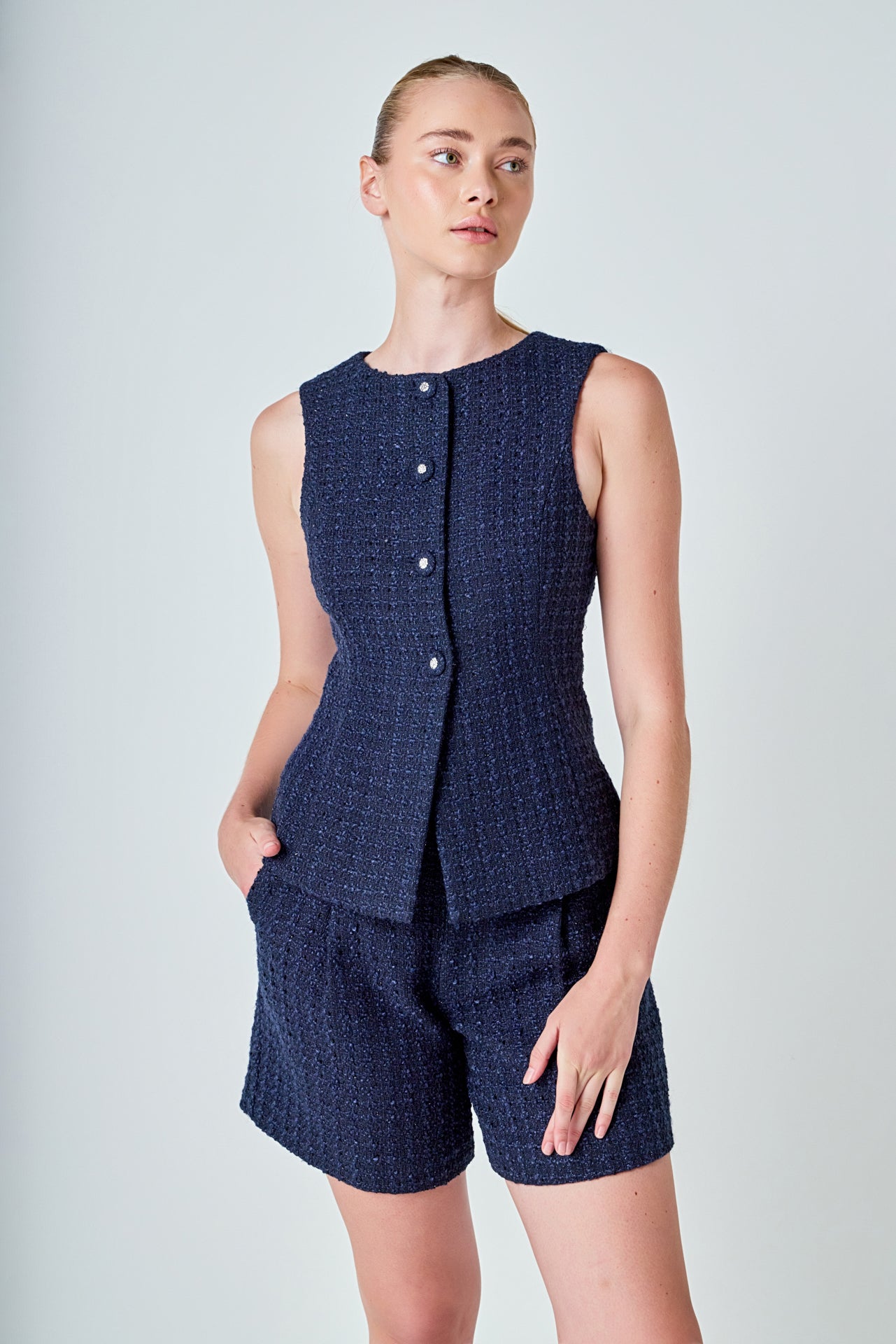 Tweed Relaxed Long Shorts