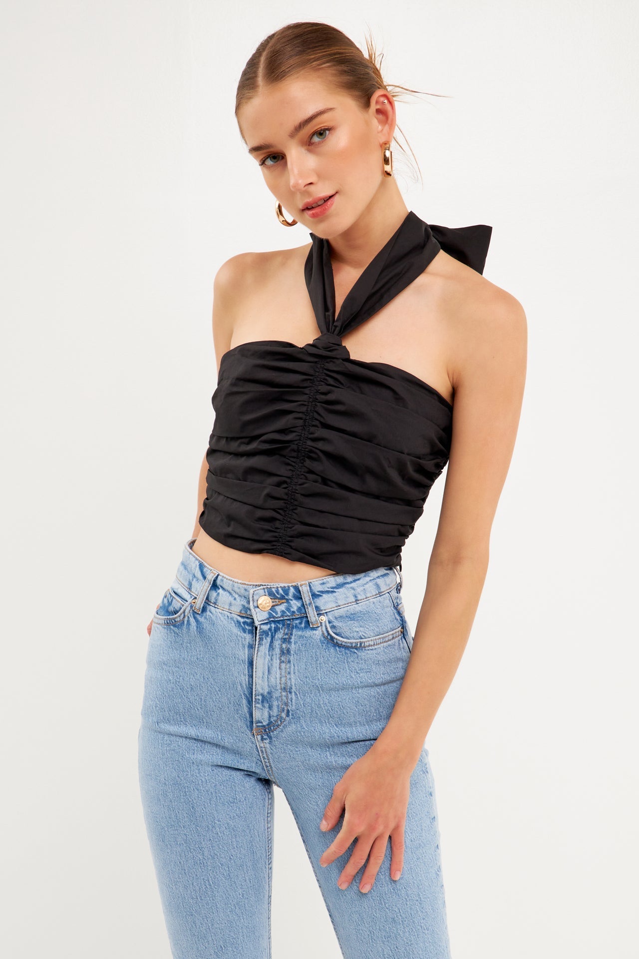 Halter Loop Ruched Top