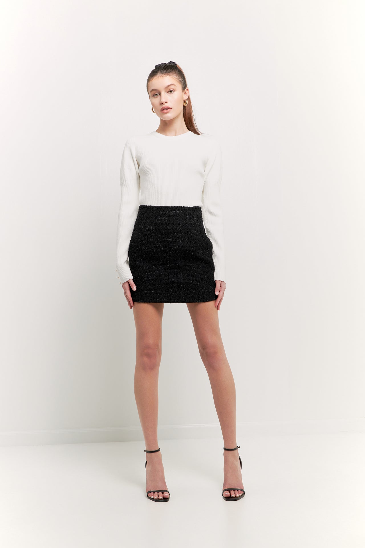 High-Waisted Tweed Skirt