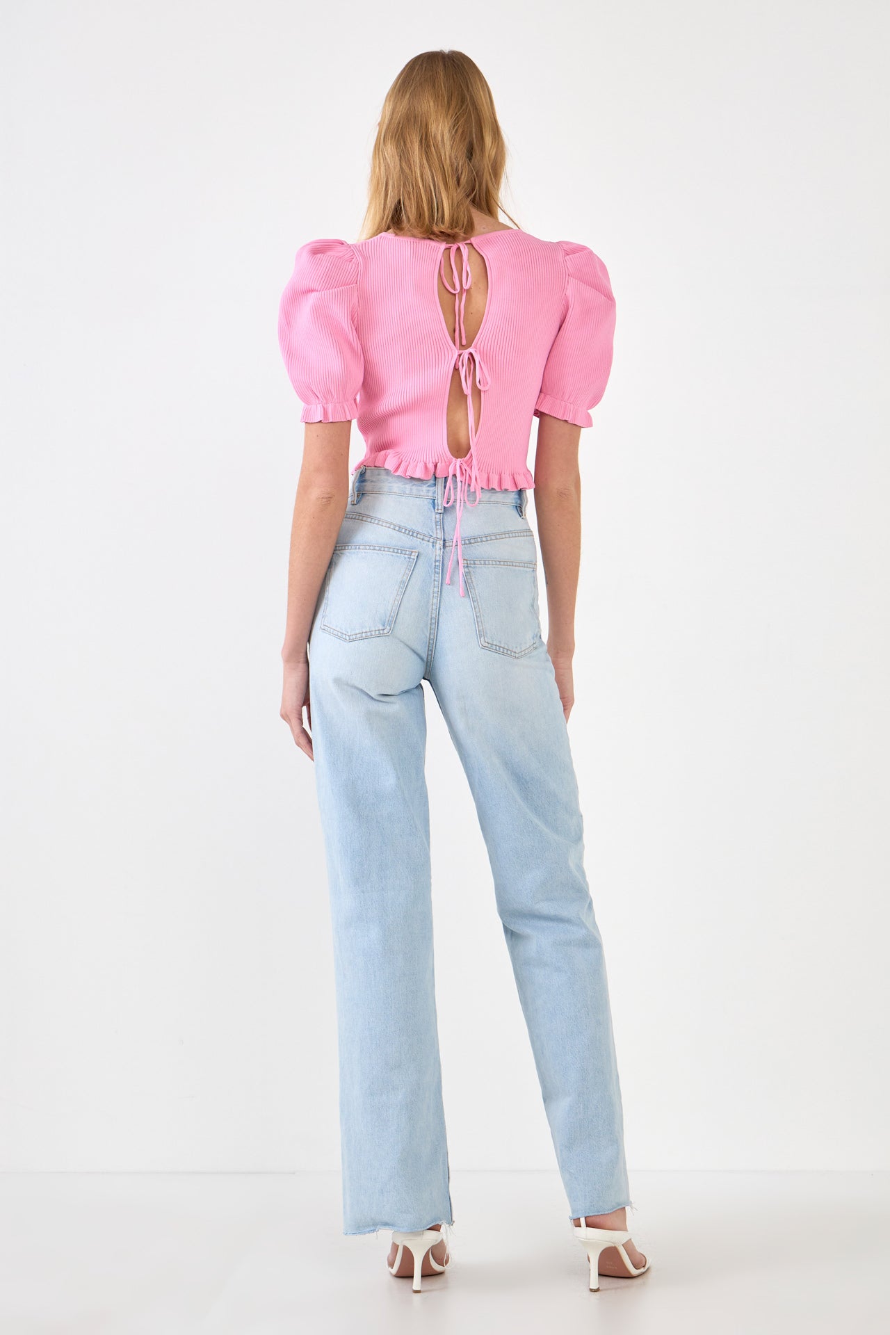 Back Tied Straps Knit Top