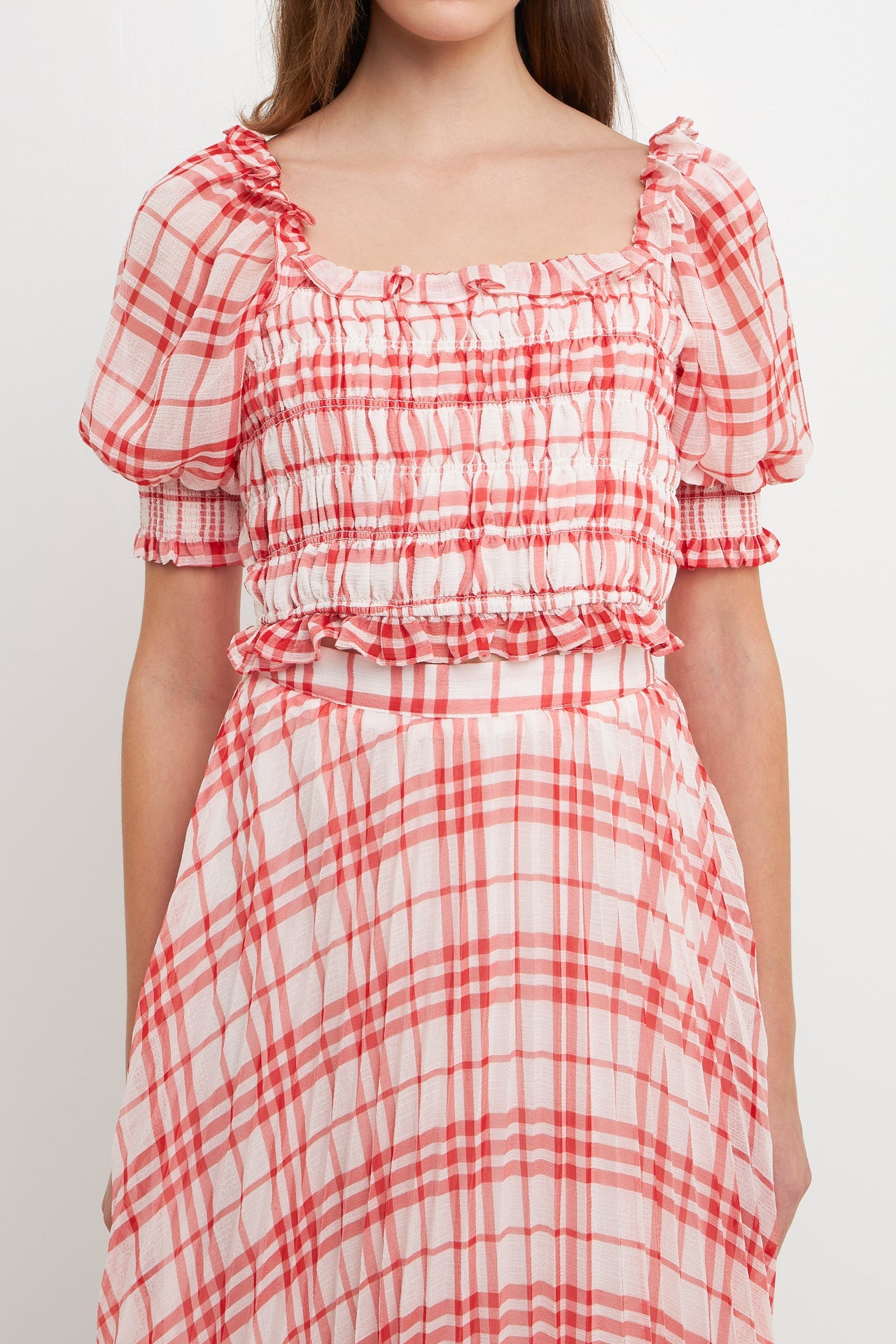 Gingham Smocked Top