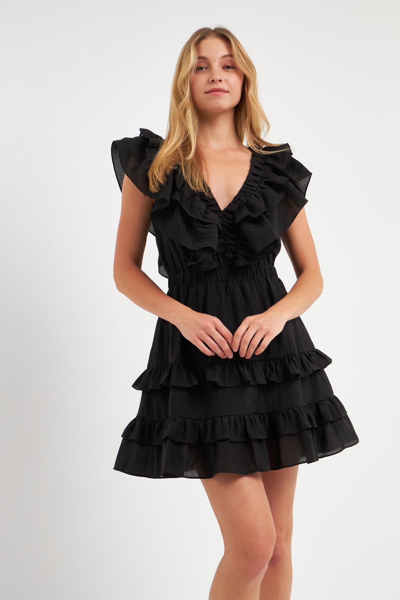Ruffle Detail Mini Dress