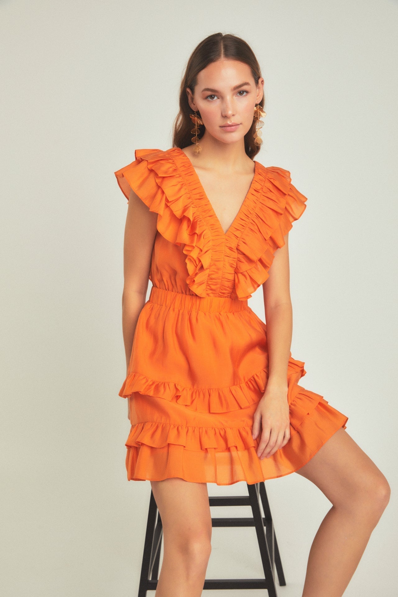 Ruffle Detail Mini Dress