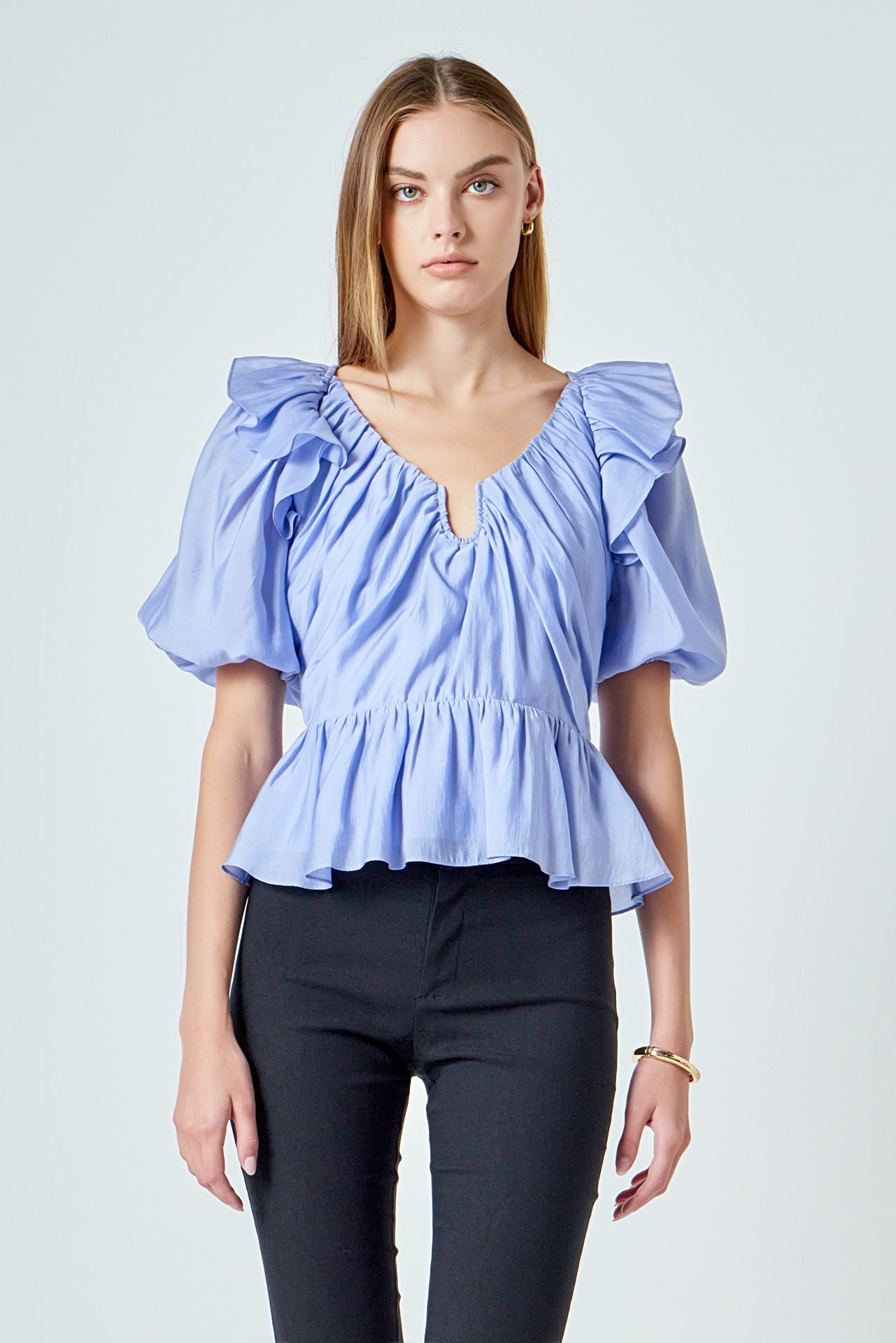 Puff Sleeve Peplum Top