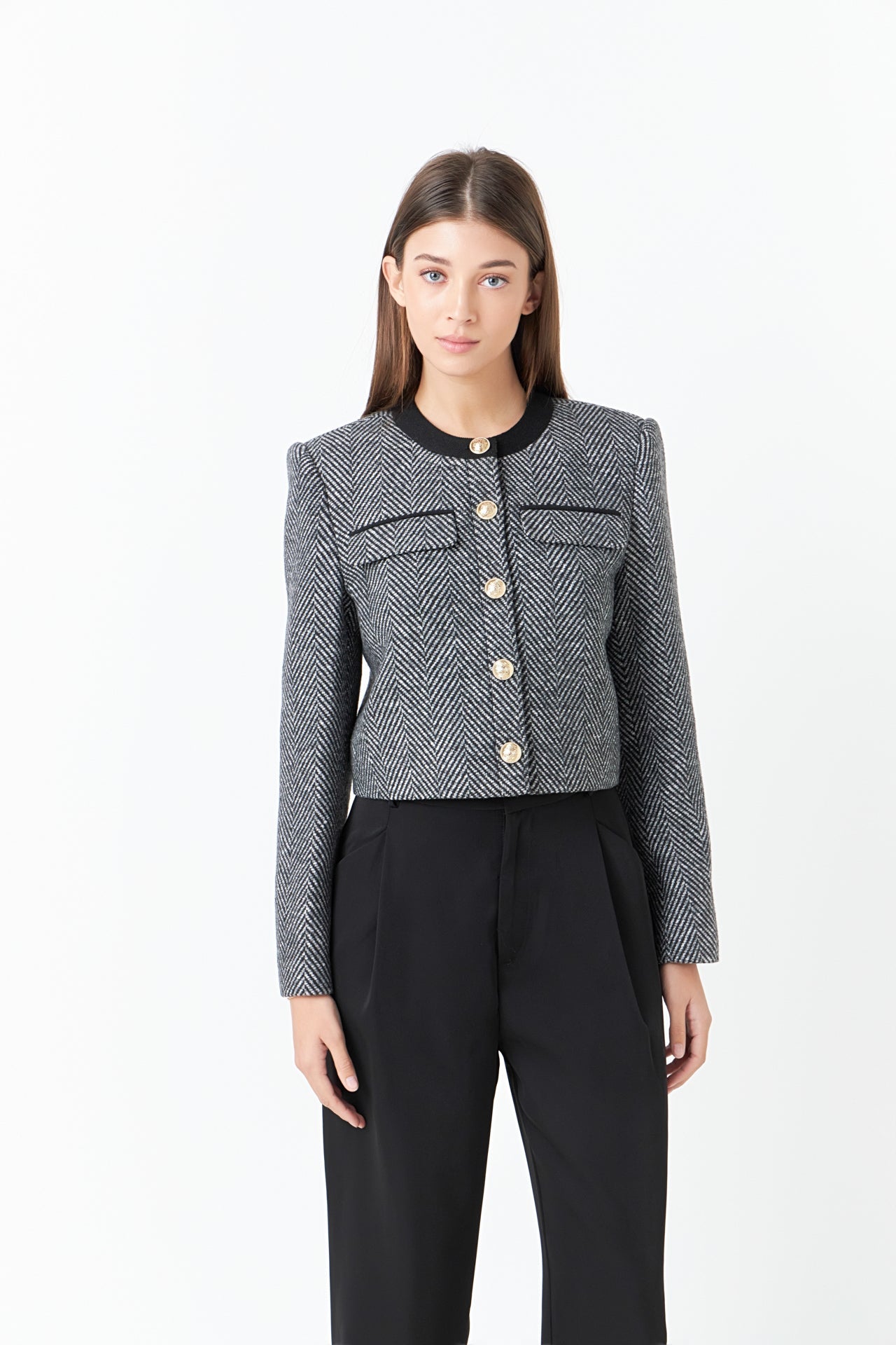 Herringbone Contrast Blazer