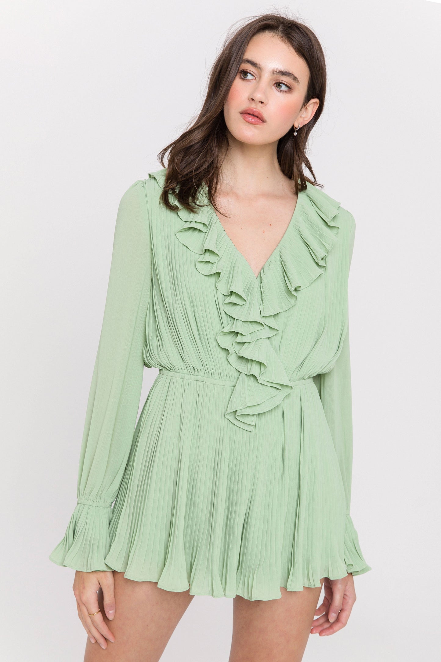 Ruffled V-neck Romper