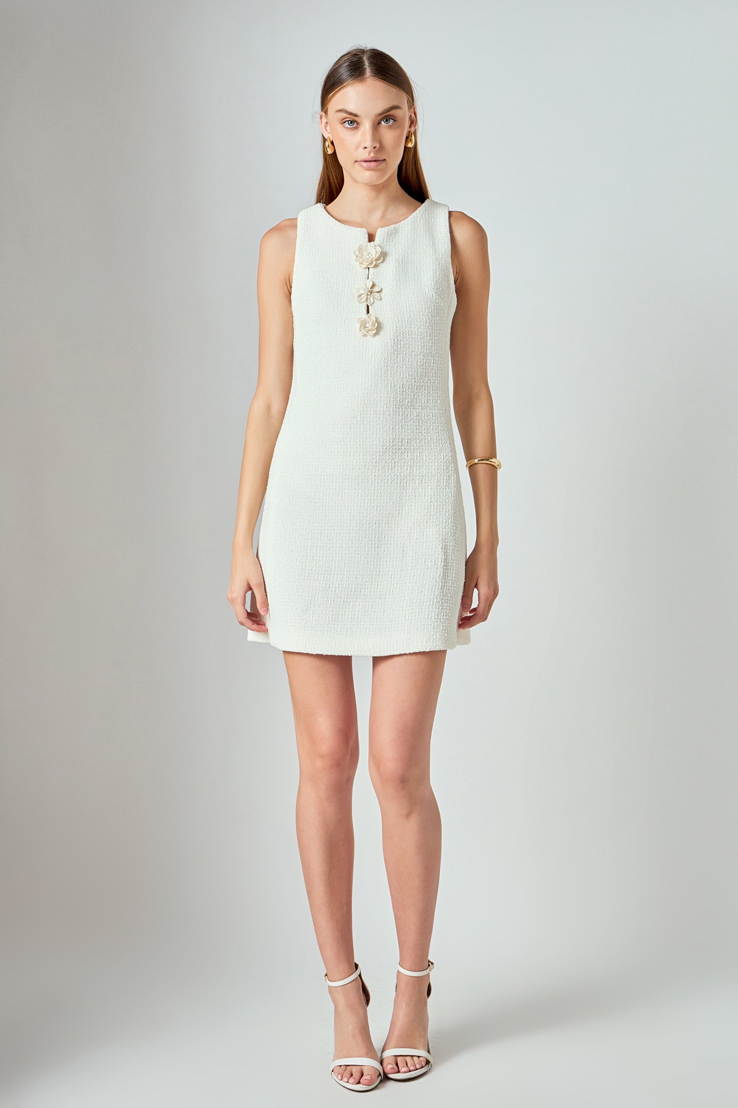 Stacy Floral Trim Seamed Mini Dress