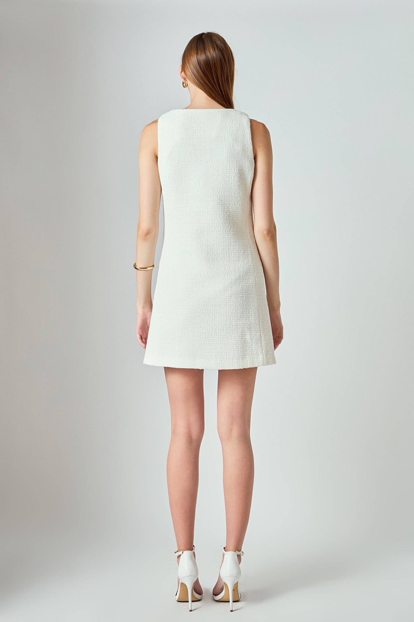 Stacy Floral Trim Seamed Mini Dress