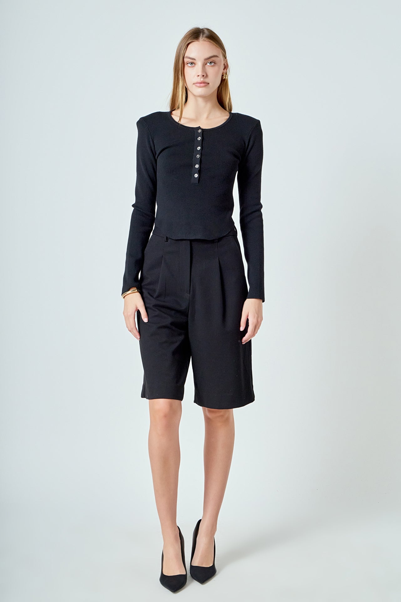 Shoulder Pad Knit Top