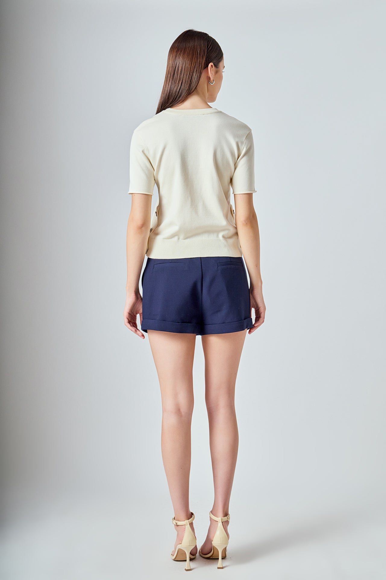 Side Bow Buttoned Knit Top