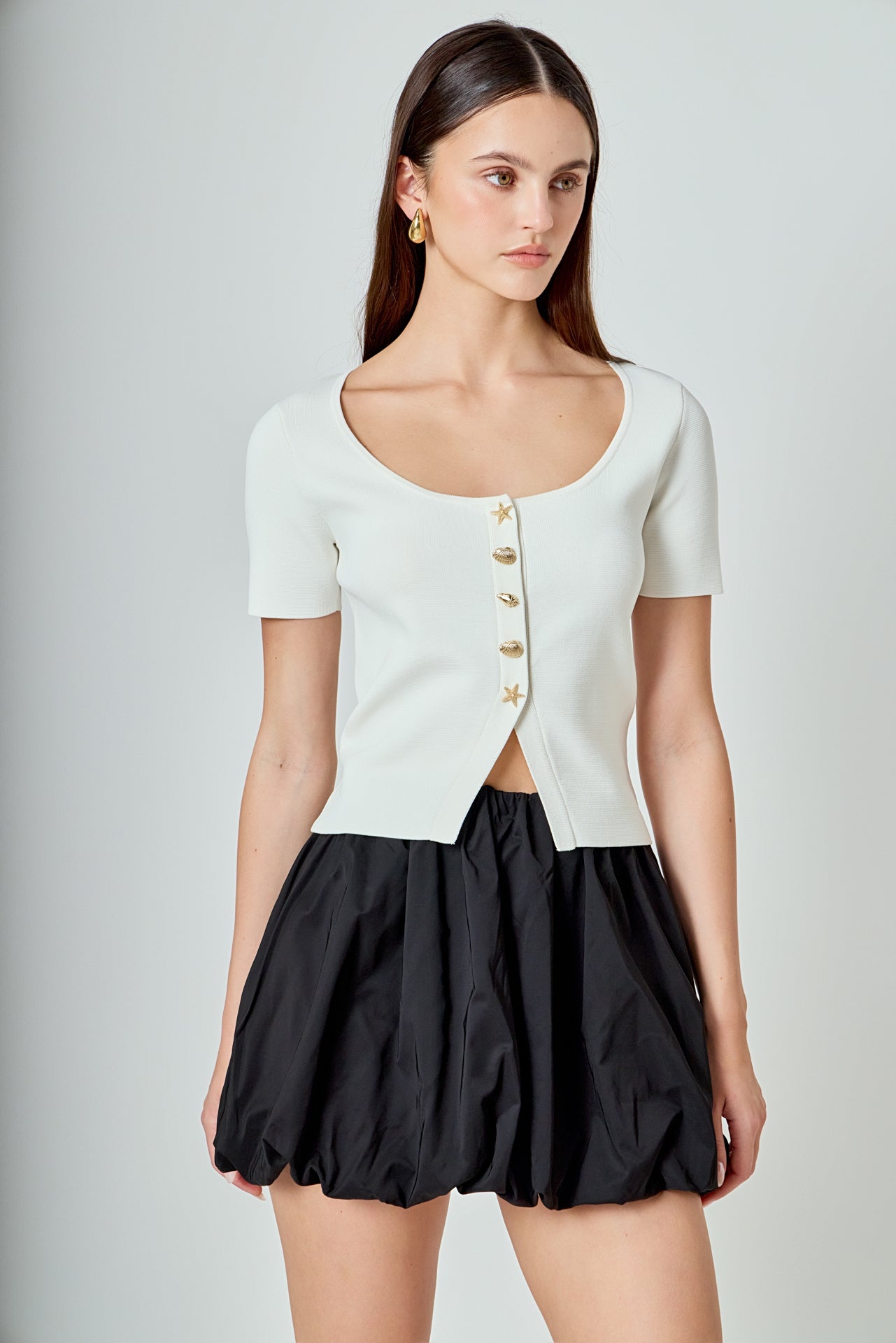 Scoop Neck Cropped Knit Top