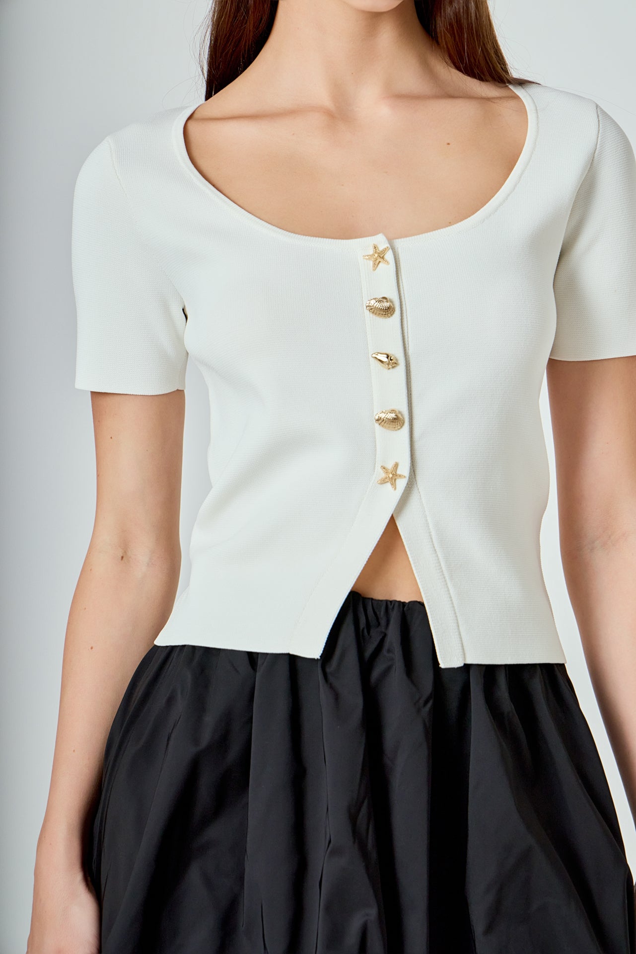 Scoop Neck Cropped Knit Top