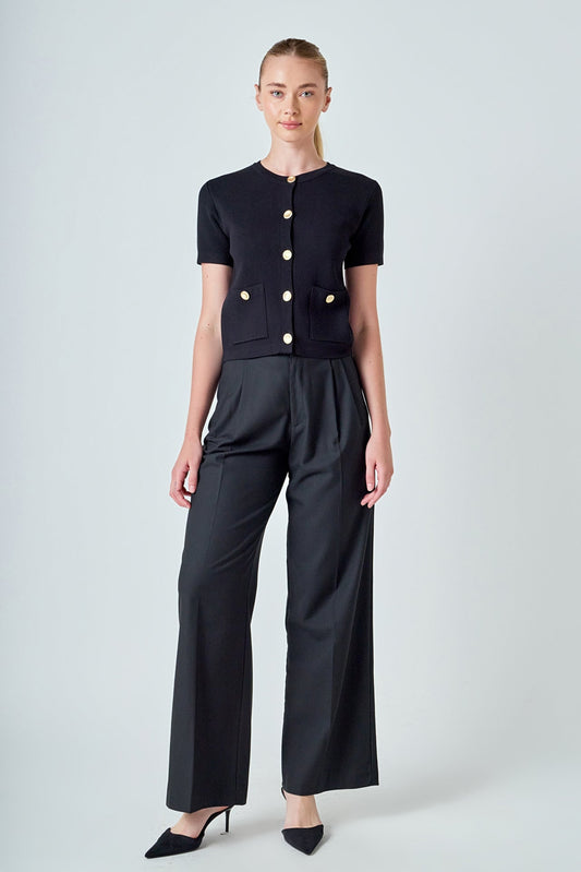 Short Sleeve Button-Up Cardigan