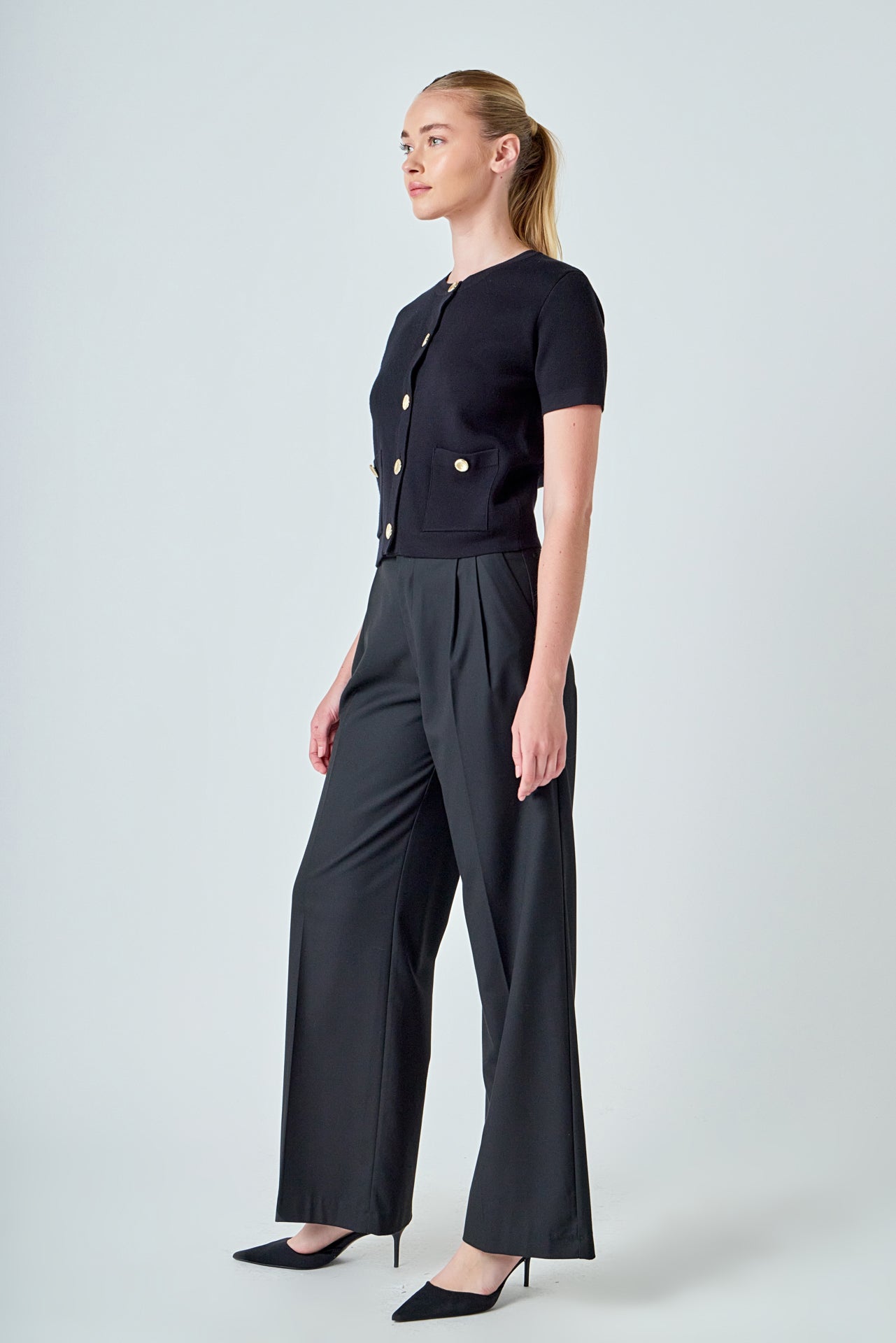 Short Sleeve Button-Up Cardigan