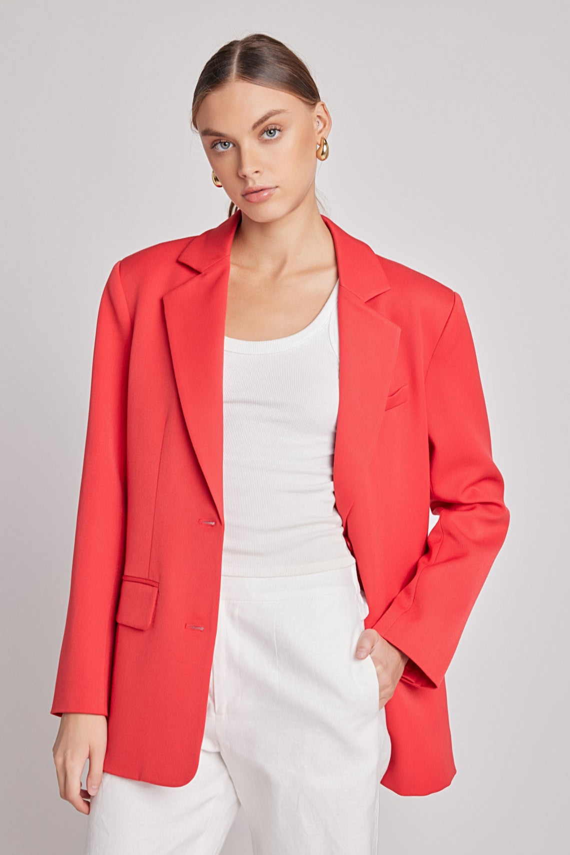 Oversized Notched Collar Blazer
