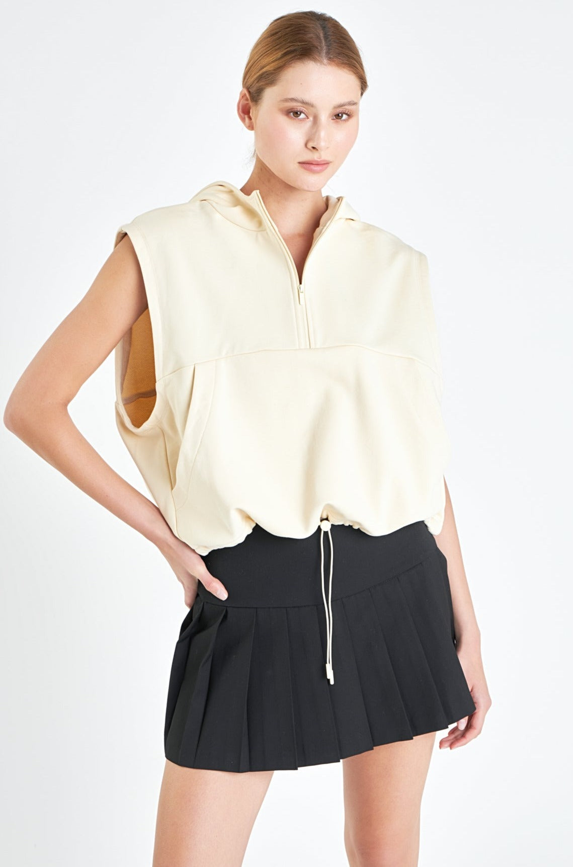 Sleeveless Zippered Hoodie