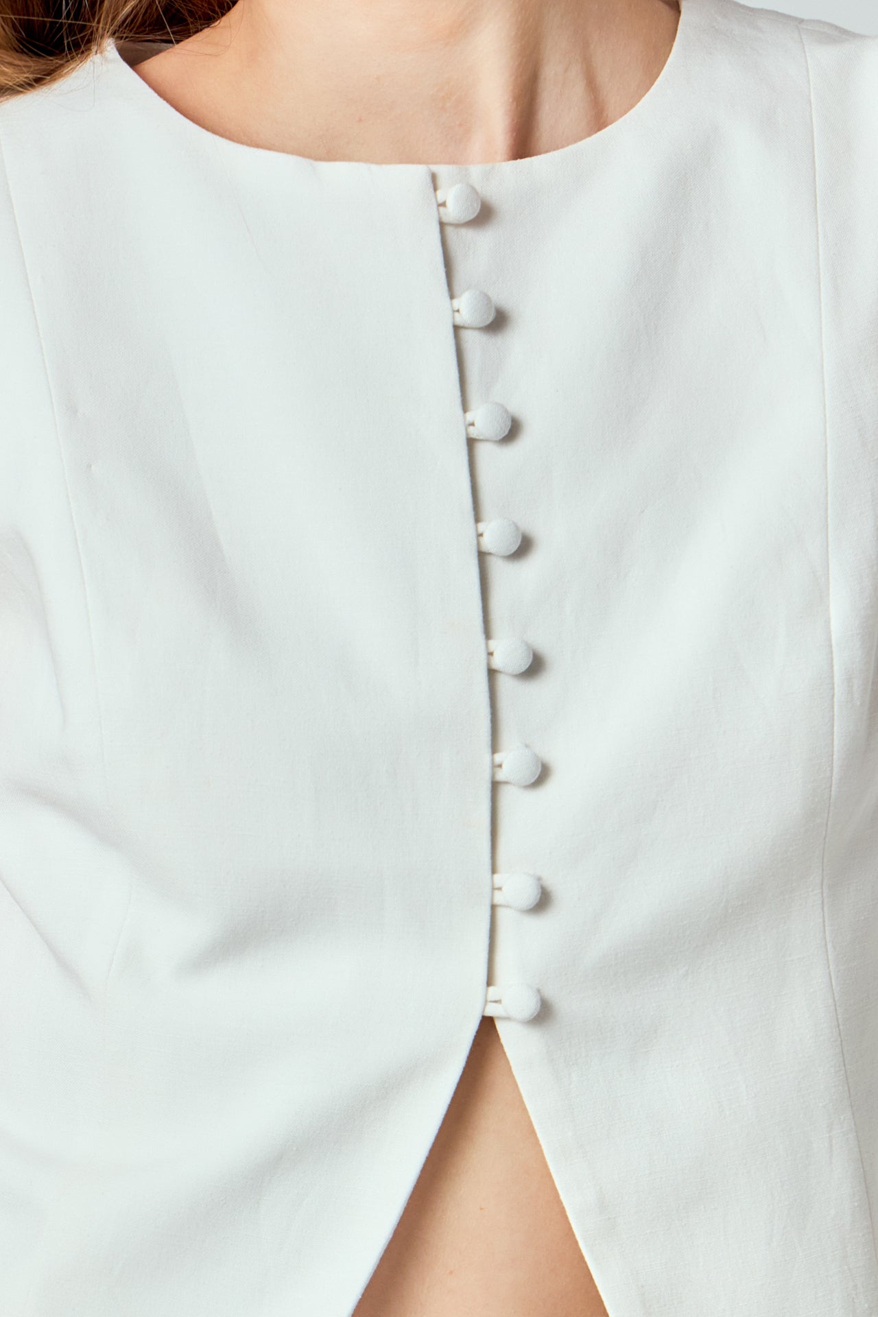 Tara Button Up Cotton Linen Vest