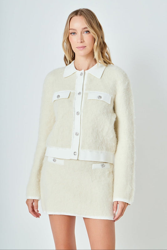 Collared Button Up Cardigan