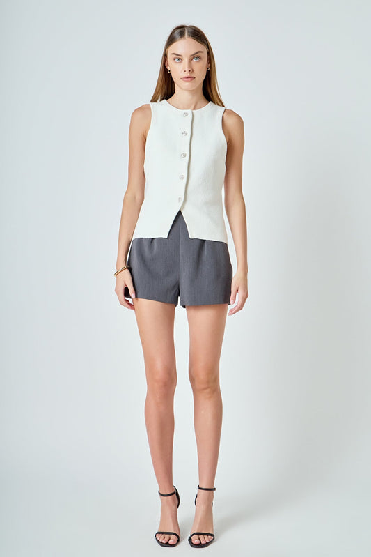 Round Neck Buttoned Knit Vest