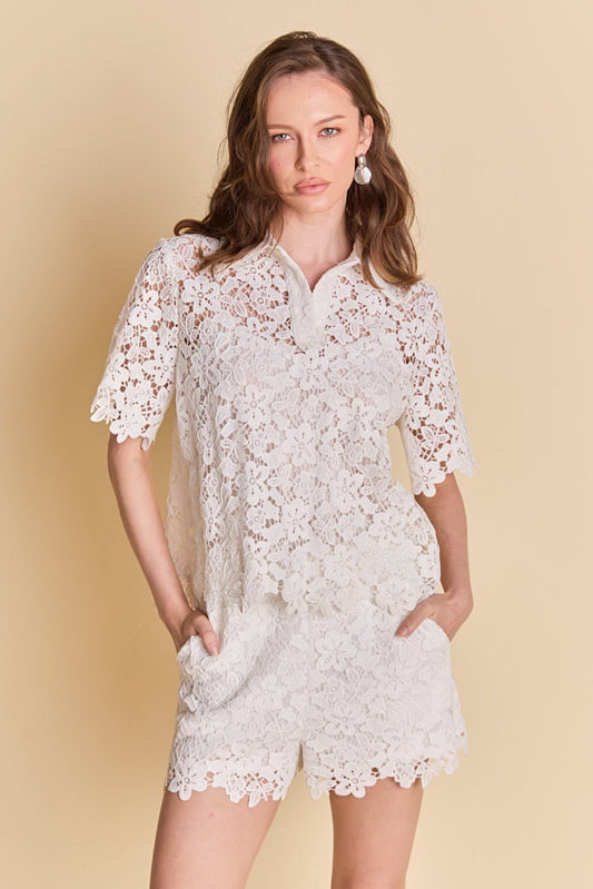 Lace Collared Top