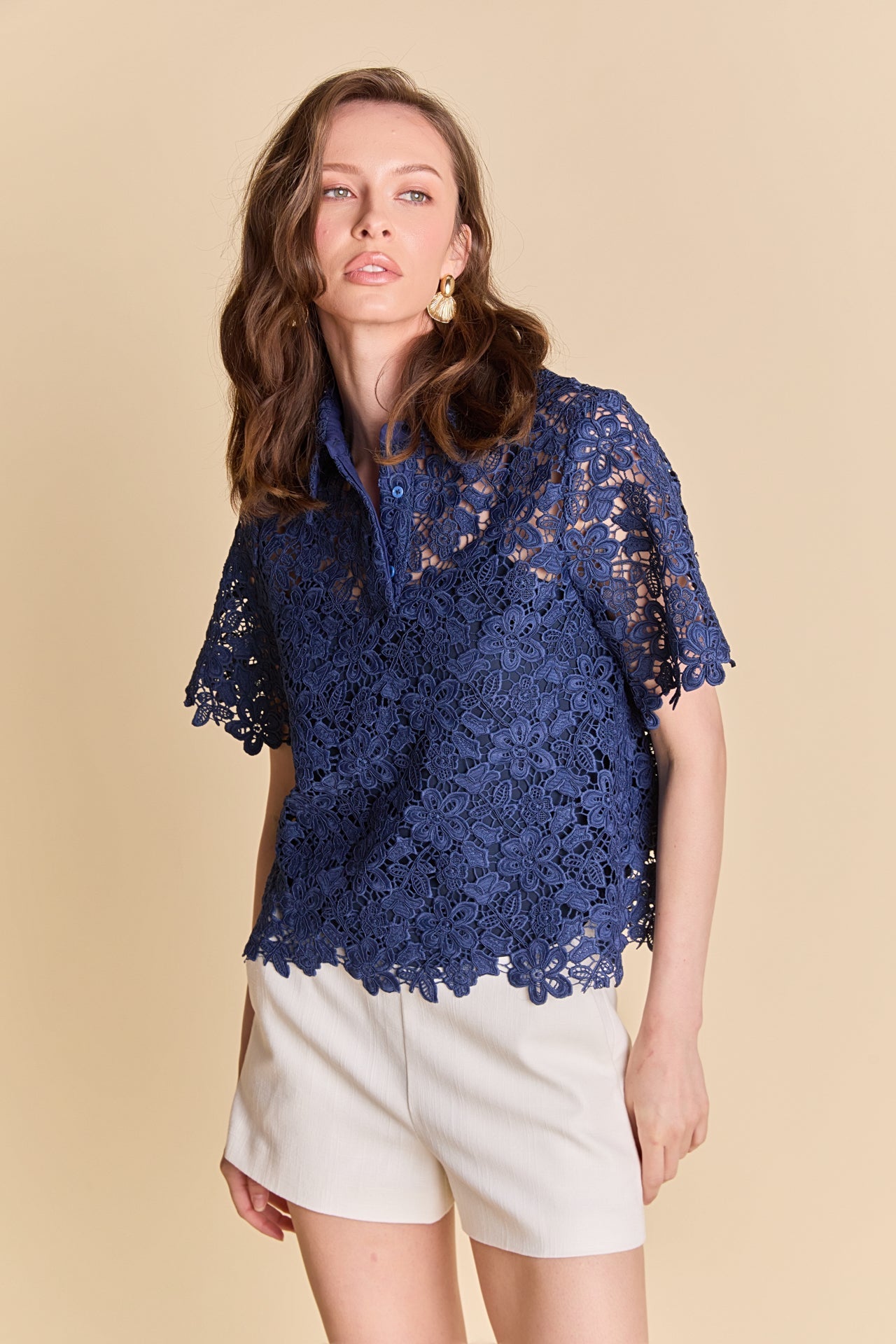 Lace Collared Top