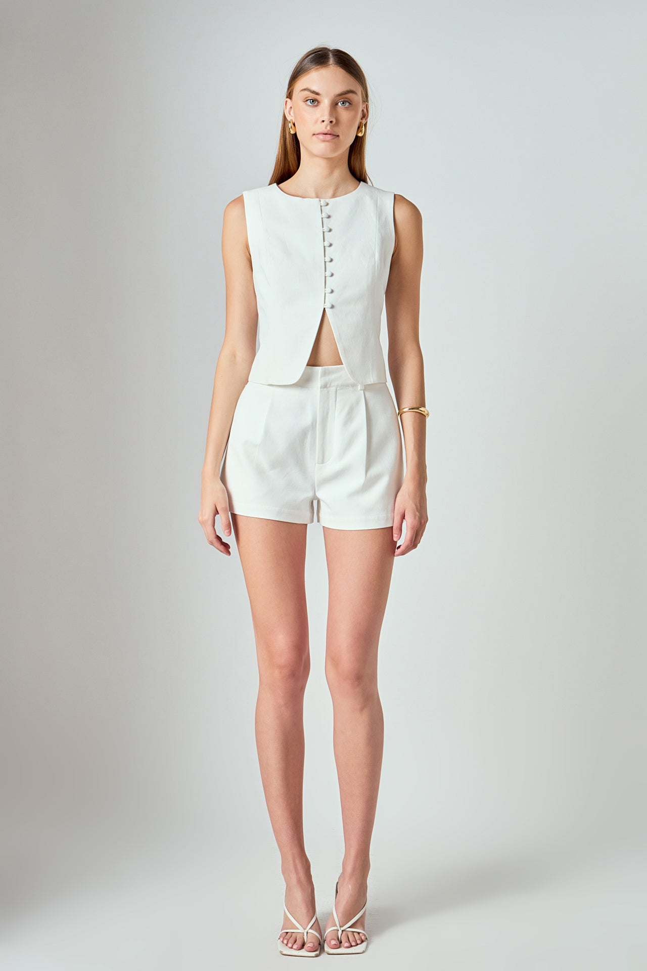 Charlotte Linen Pintucked Shorts