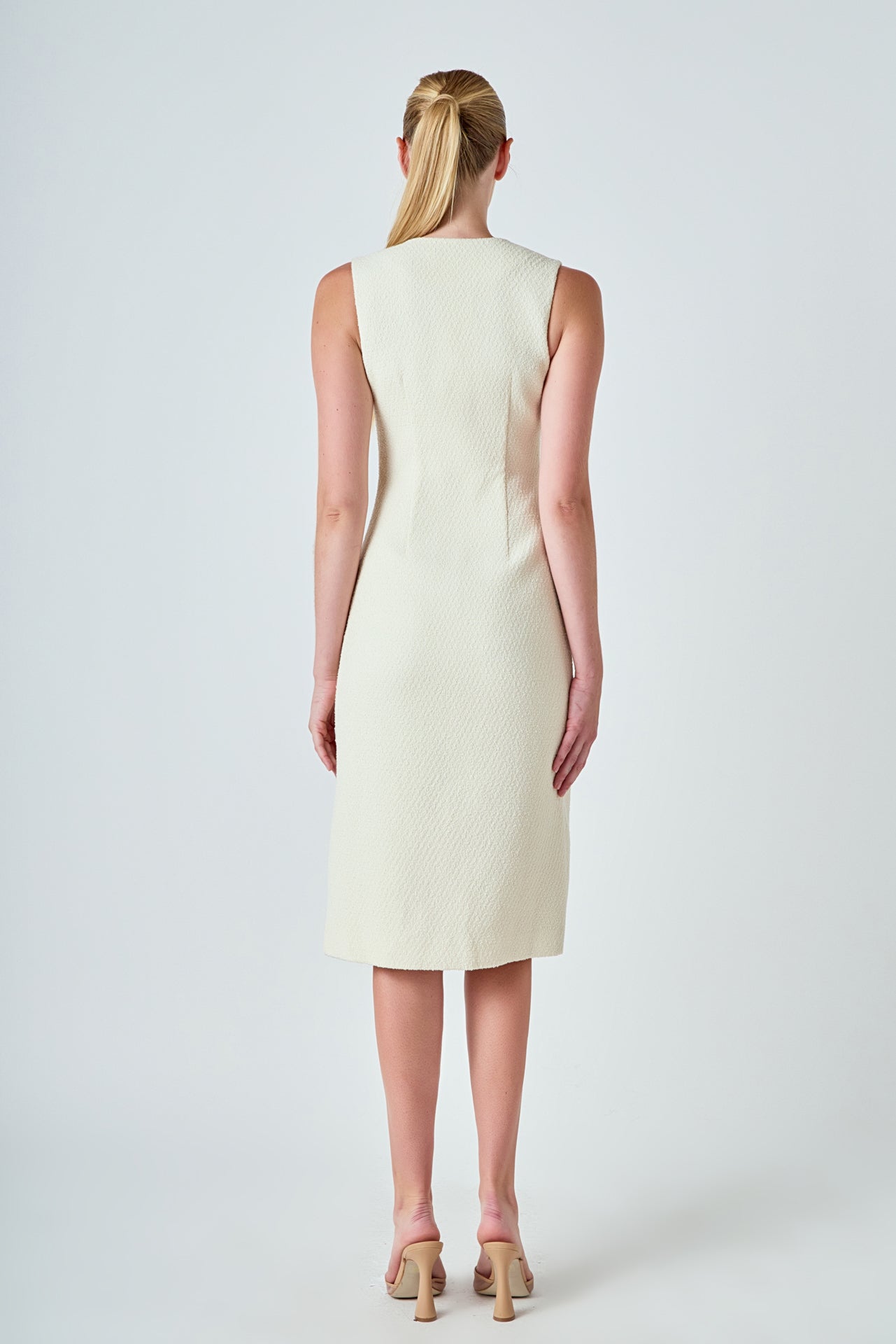 Jewel Buttoned Sleeveless Midi Dress