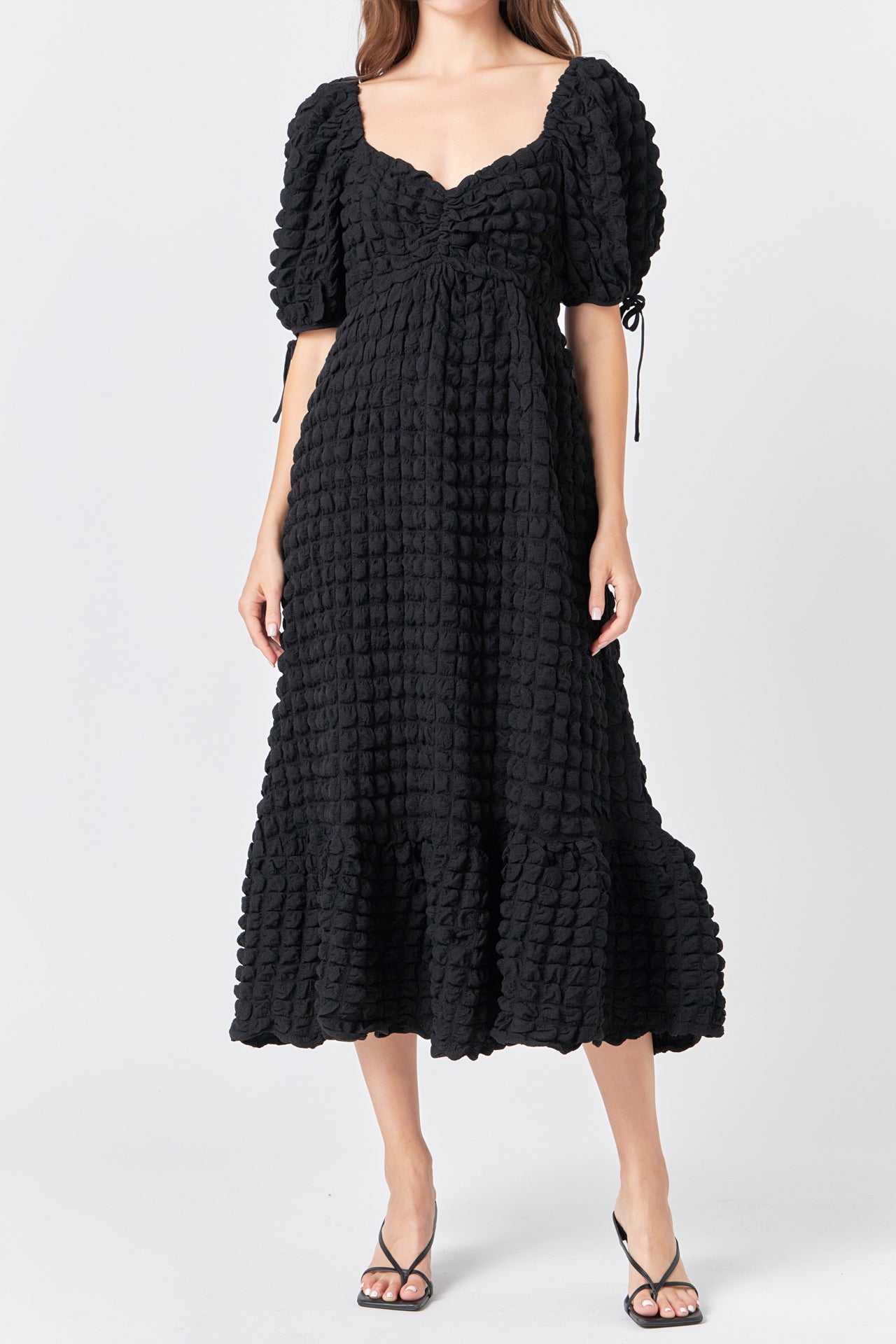 Bubble Puff Sleeve Maxi Dress