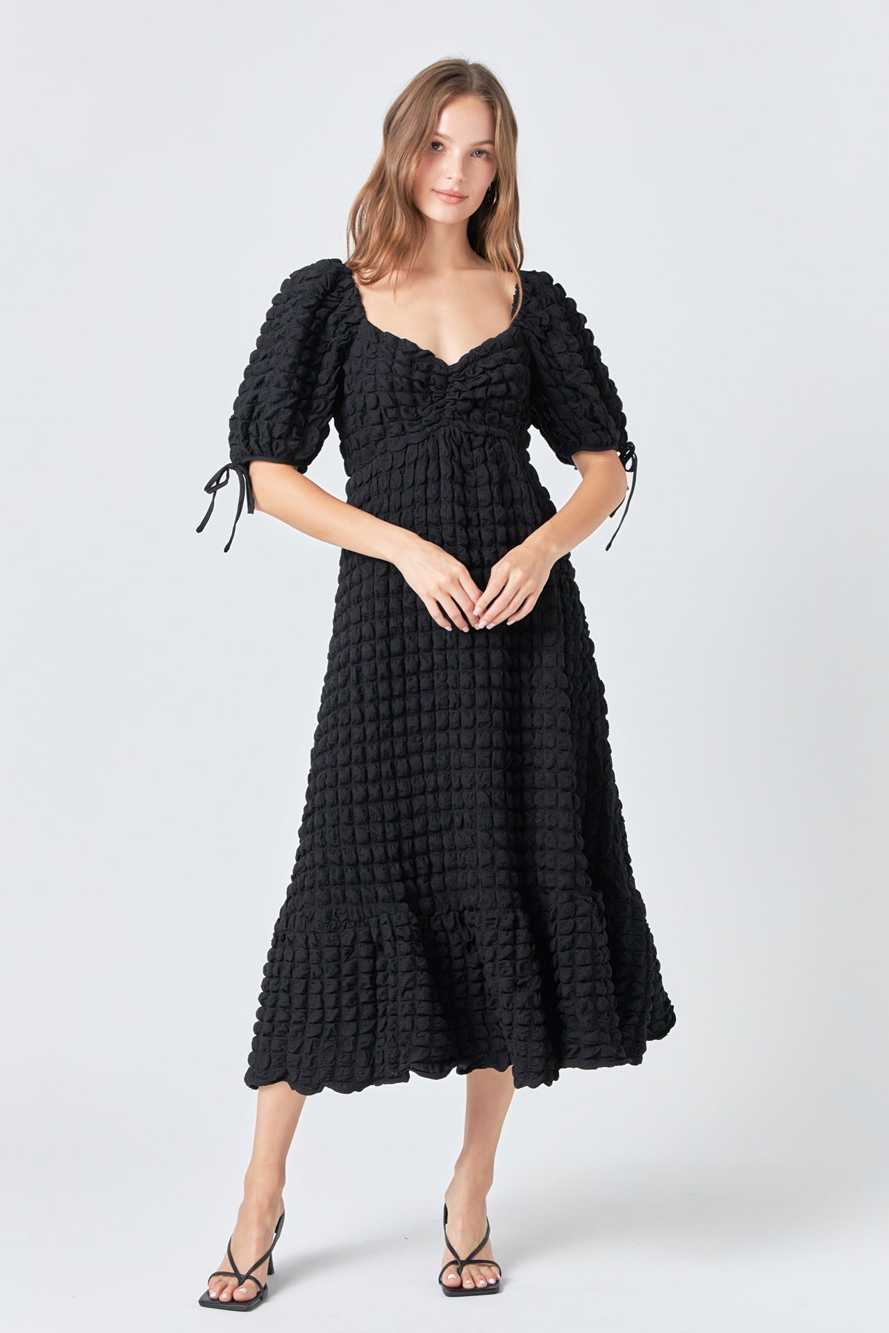 Bubble Puff Sleeve Maxi Dress