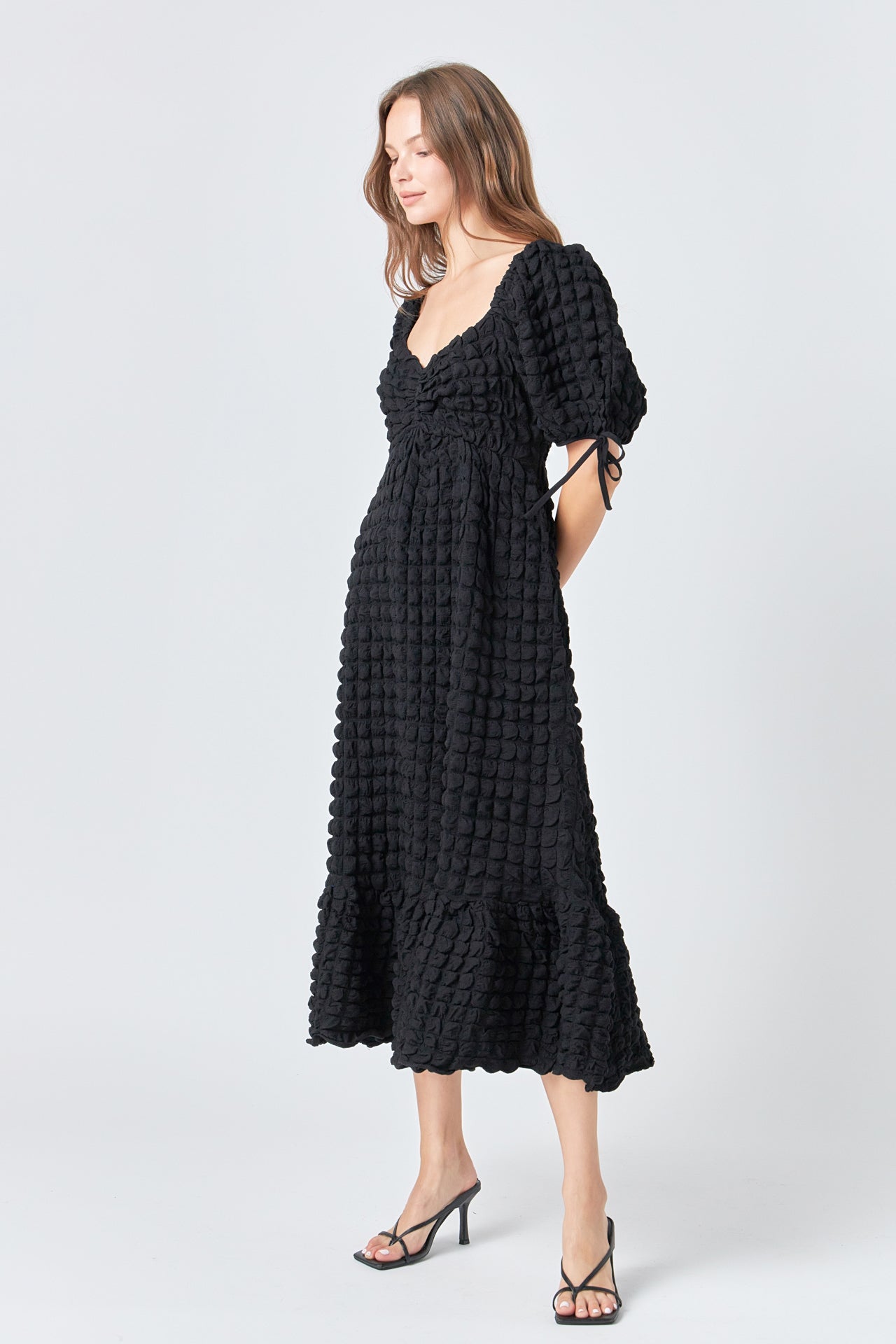 Bubble Puff Sleeve Maxi Dress