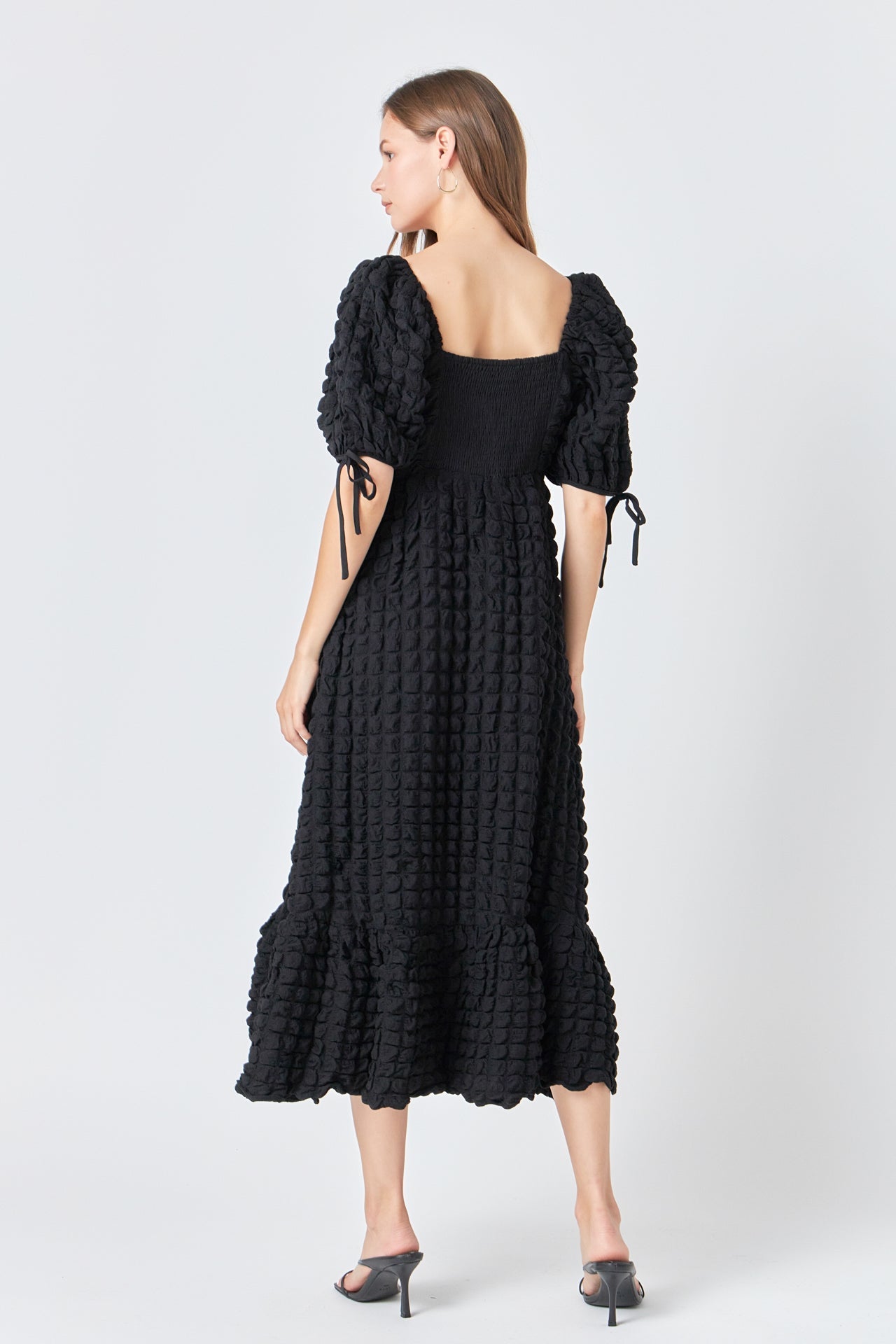 Bubble Puff Sleeve Maxi Dress