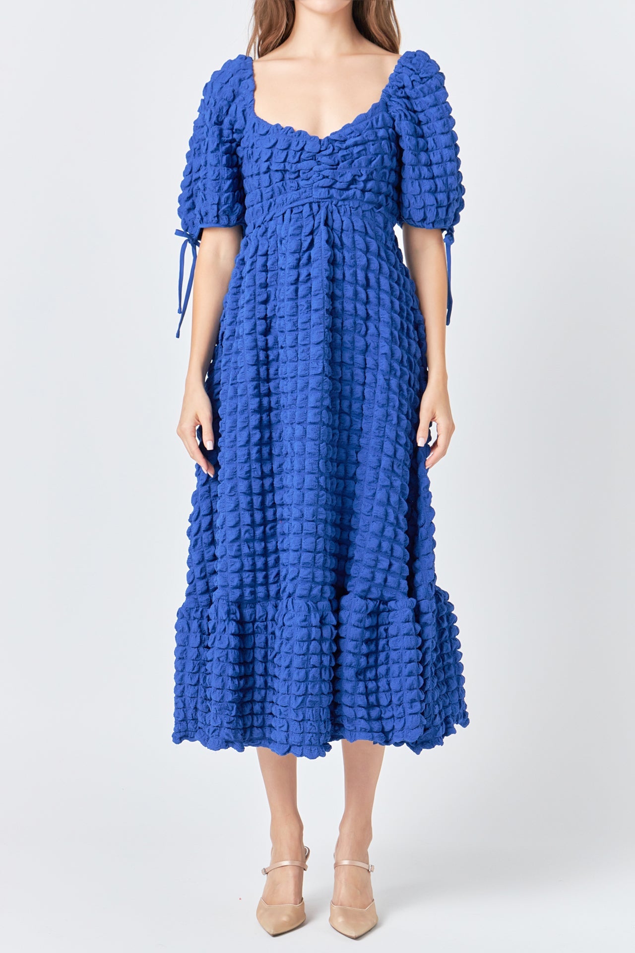 Bubble Puff Sleeve Maxi Dress