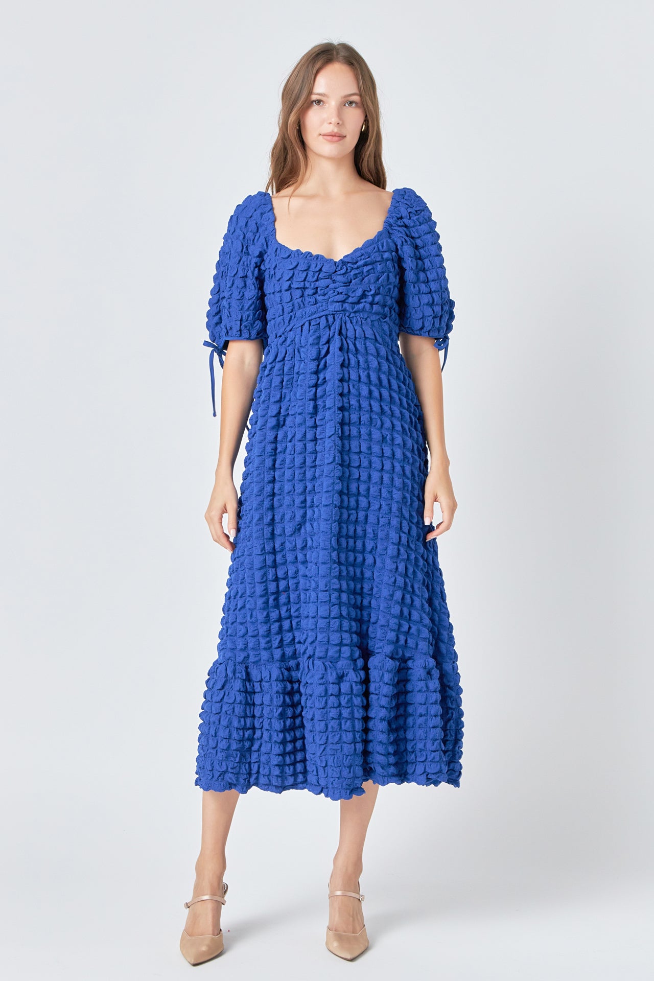 Bubble Puff Sleeve Maxi Dress